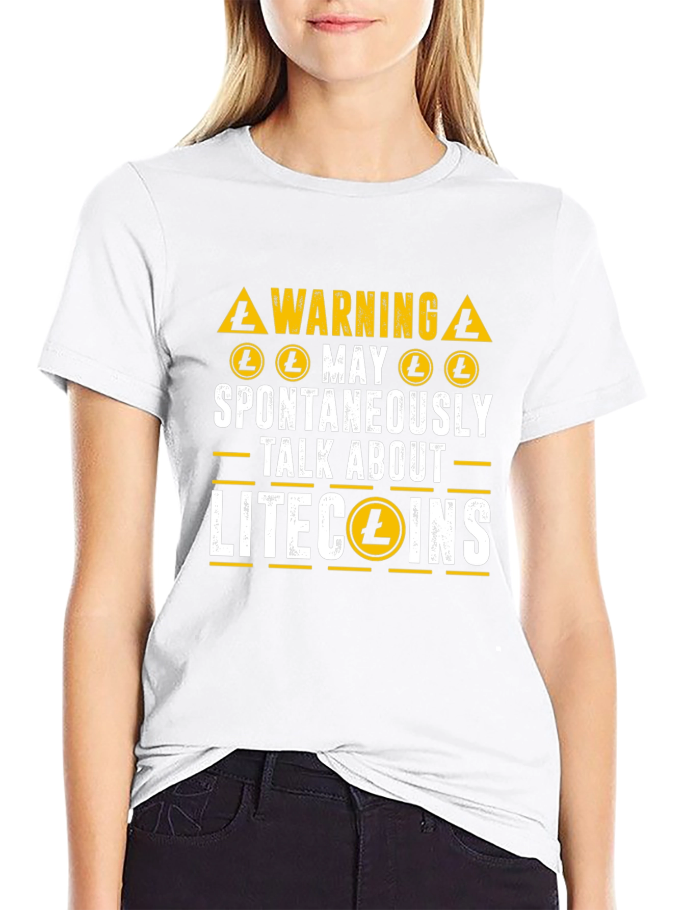 Litecoin Crypto Warning T-Shirt - Spontaneously Talk