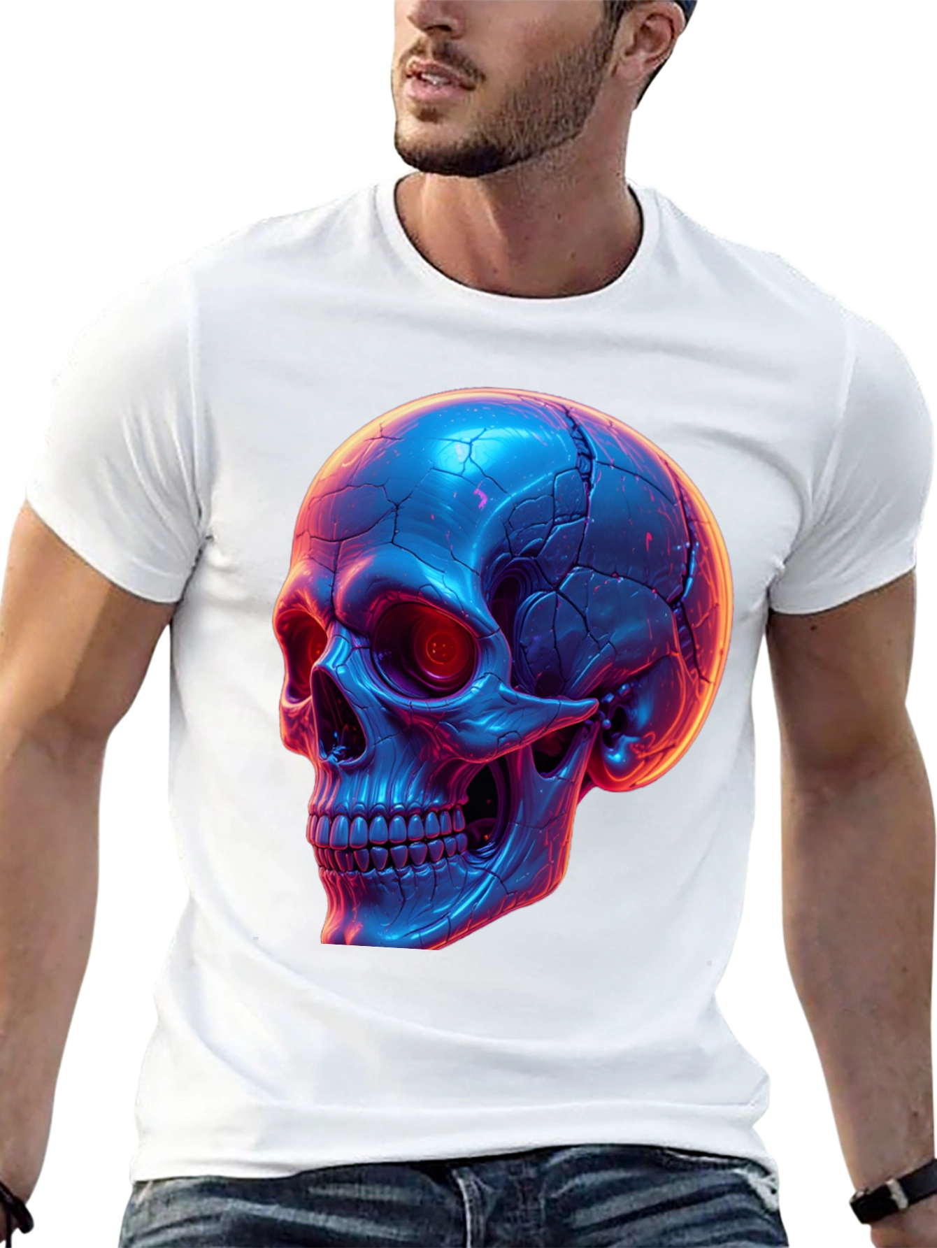 Neon Skull Graphic Tee - Black T-Shirt