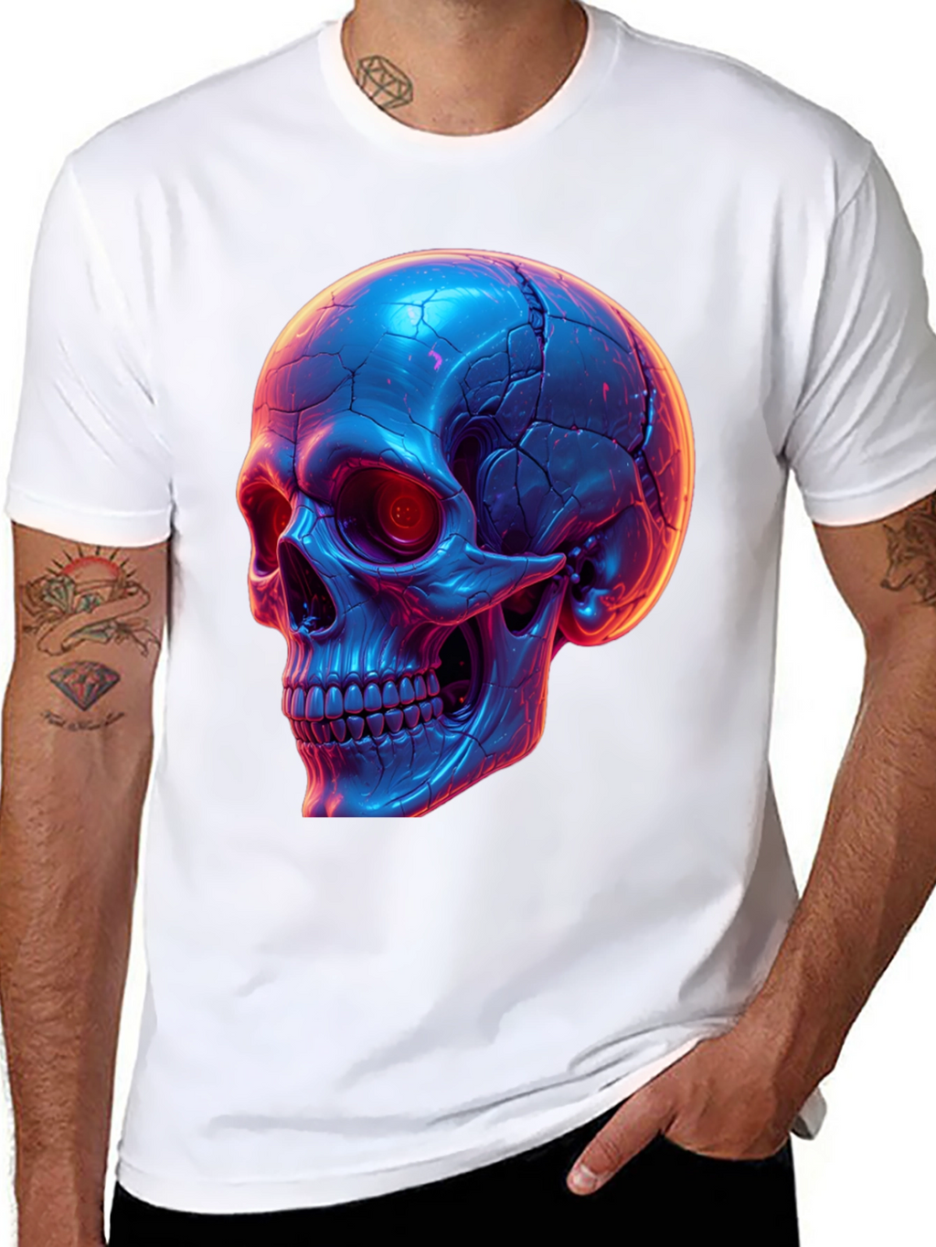 Neon Skull Graphic Tee - Black T-Shirt