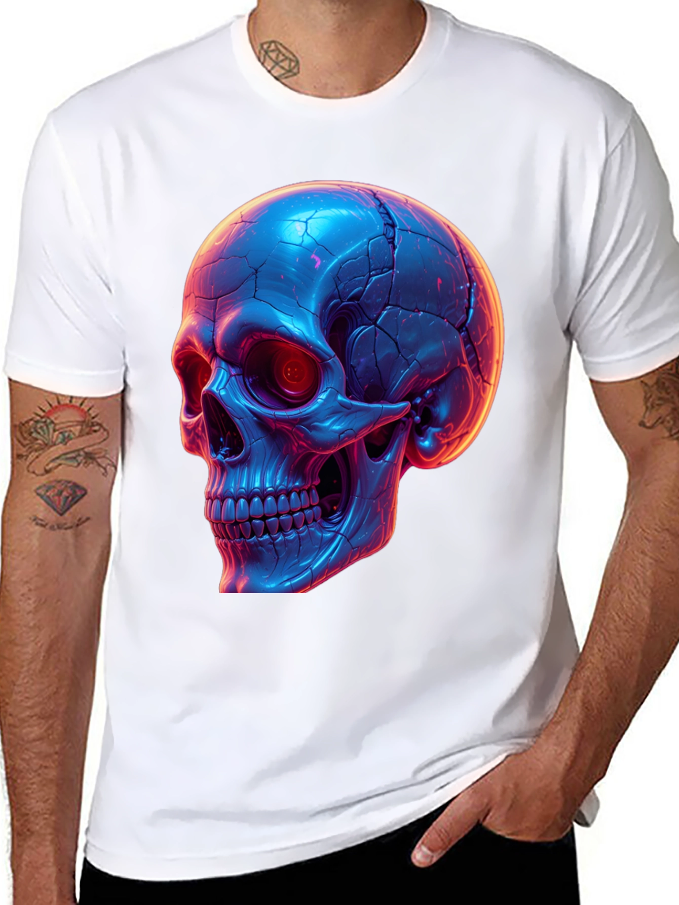 Neon Skull Graphic Tee - Black T-Shirt