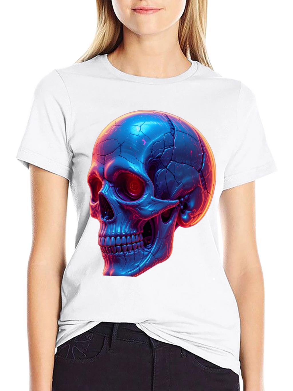Neon Skull Graphic Tee - Black T-Shirt
