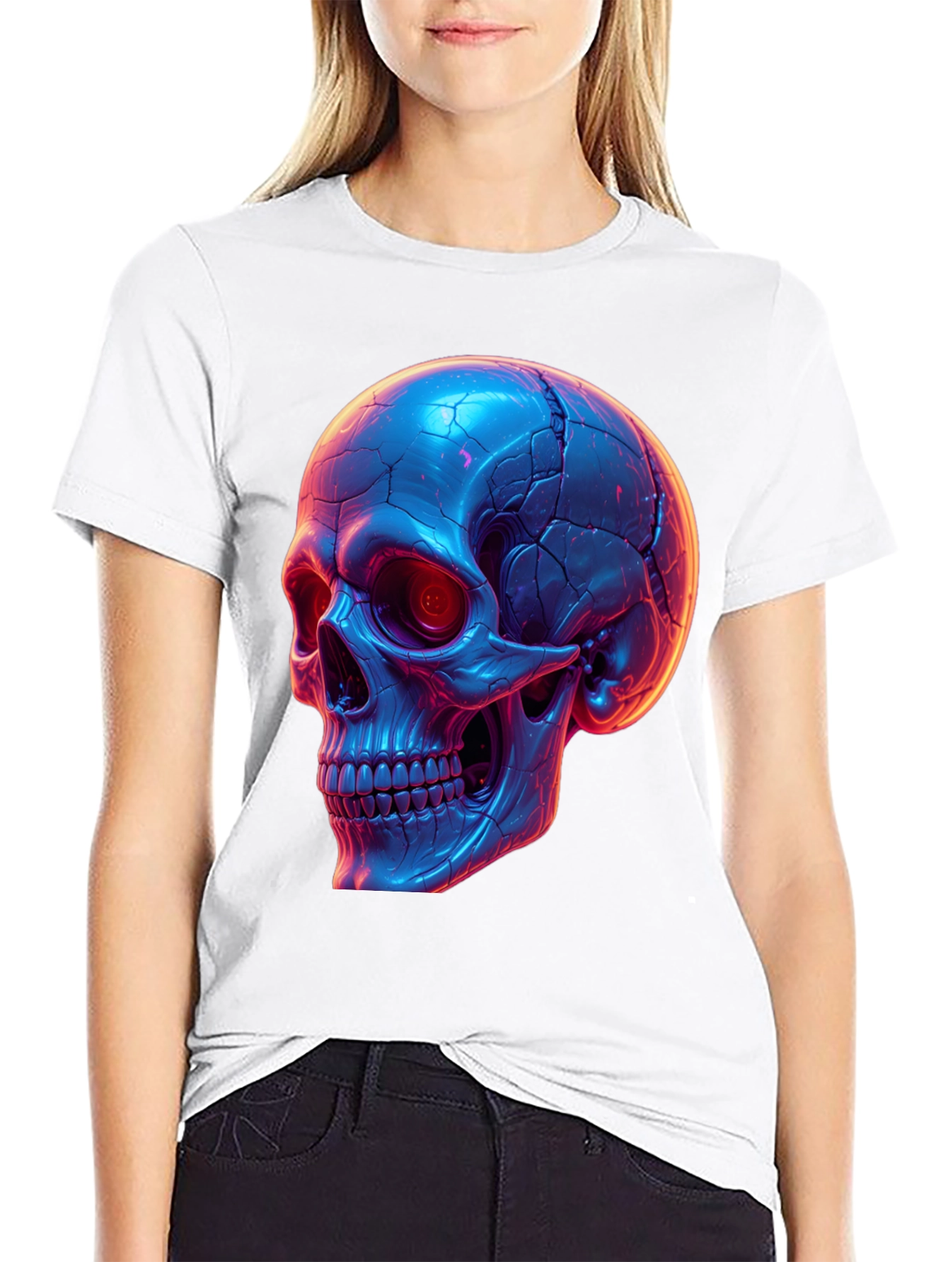 Neon Skull Graphic Tee - Black T-Shirt