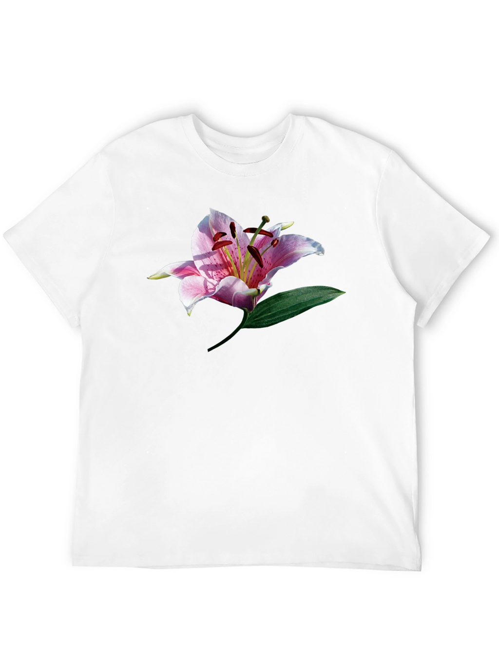 Black T-Shirt with Floral Lily Graphic Print