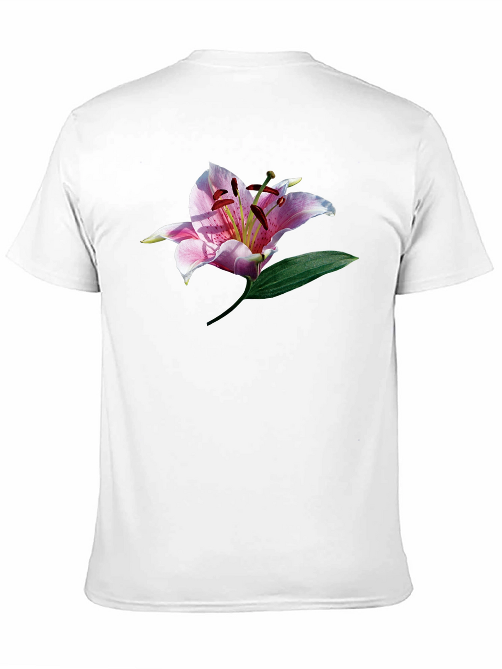 Black T-Shirt with Floral Lily Graphic Print