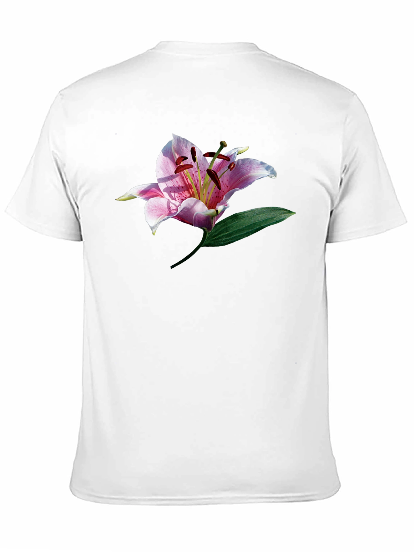 Black T-Shirt with Floral Lily Graphic Print