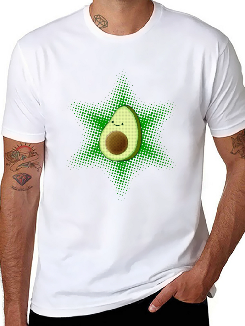 Funny Avocado Star T-Shirt - Black