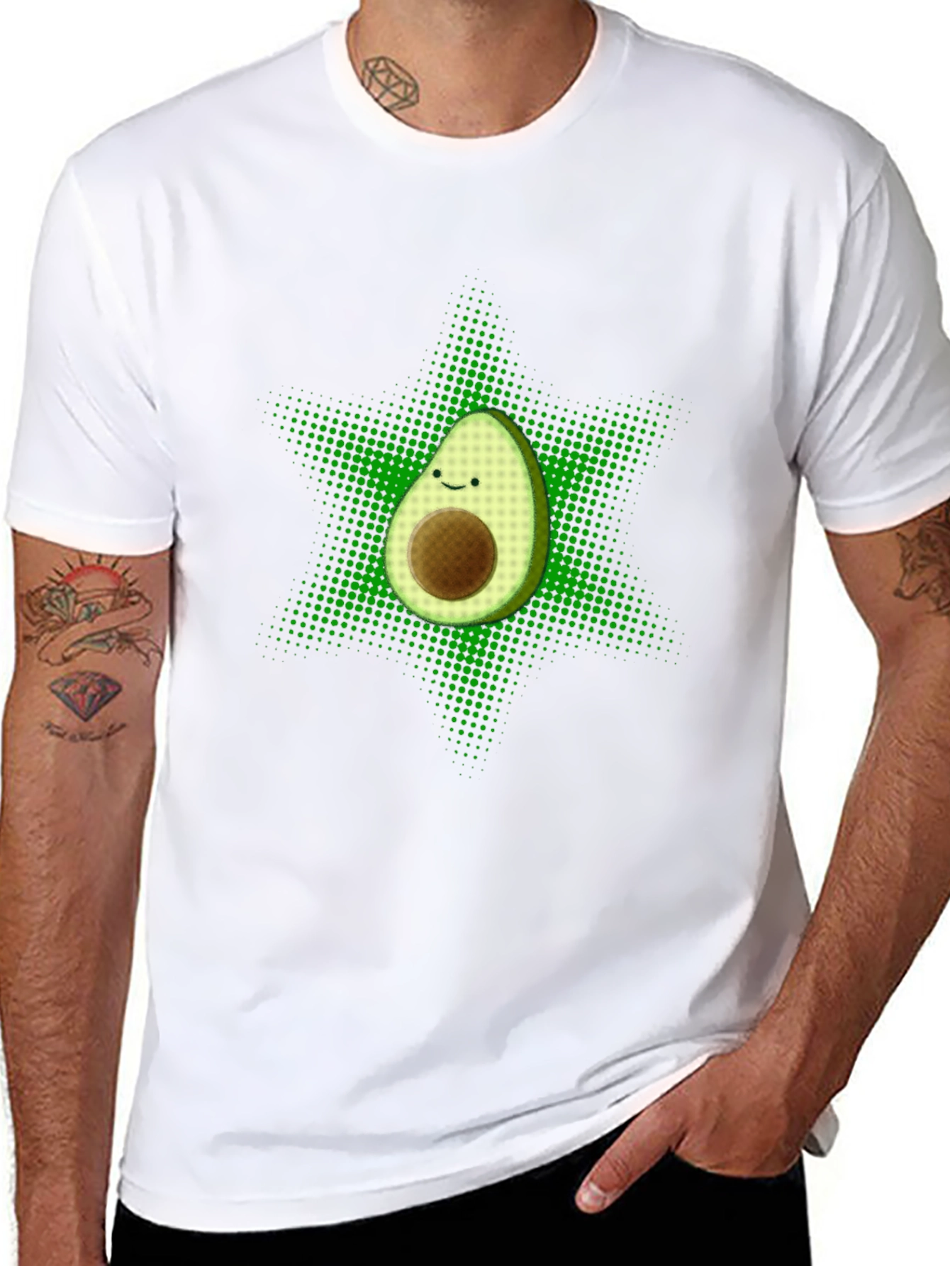 Funny Avocado Star T-Shirt - Black