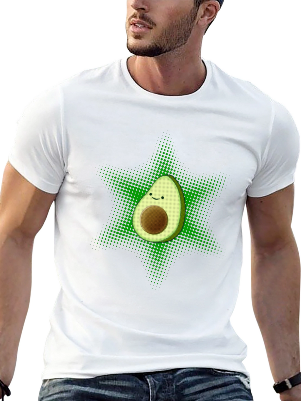 Funny Avocado Star T-Shirt - Black