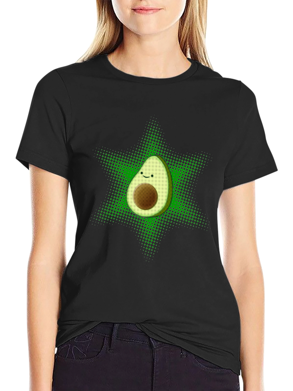 Funny Avocado Star T-Shirt - Black