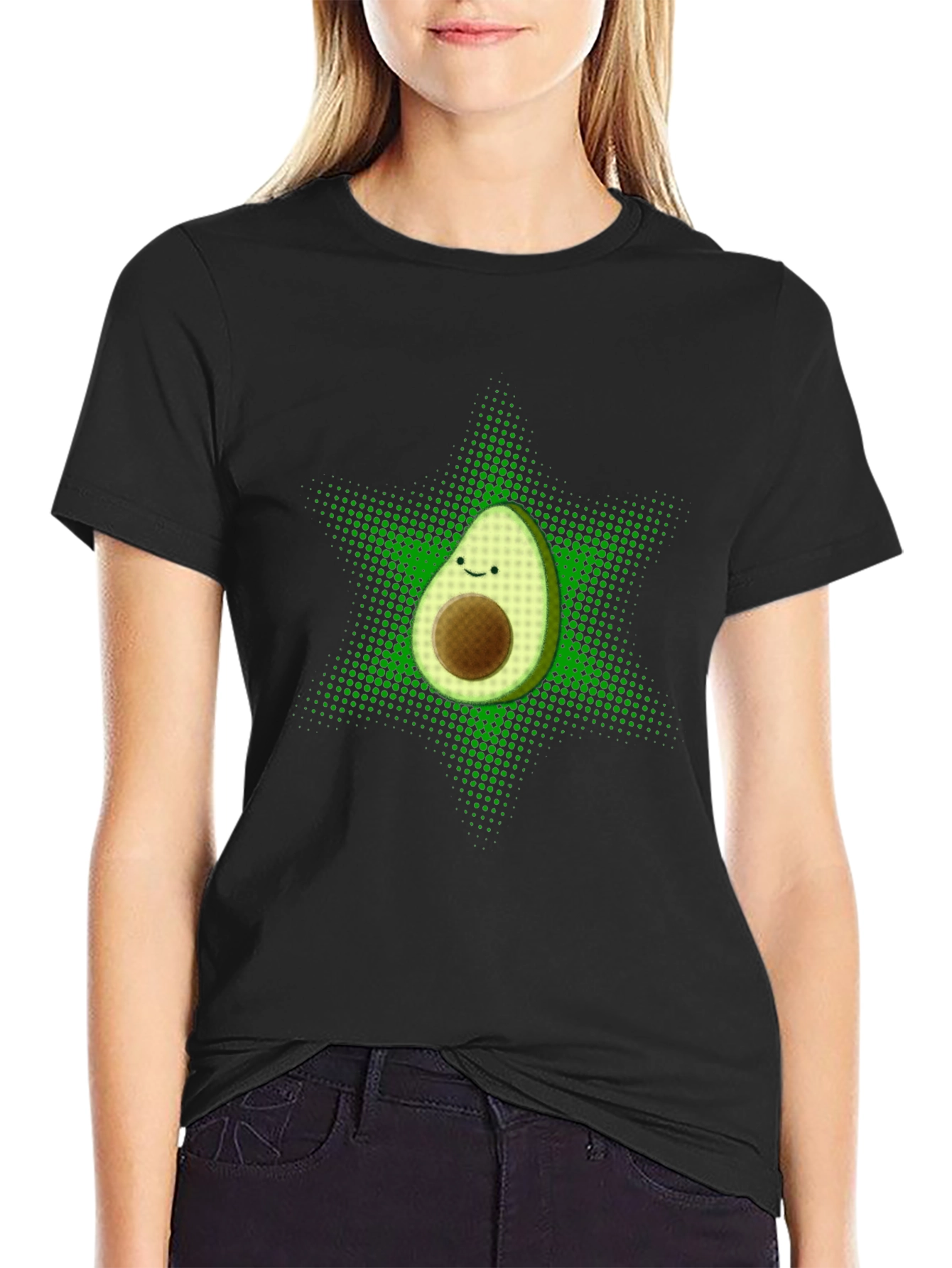 Funny Avocado Star T-Shirt - Black