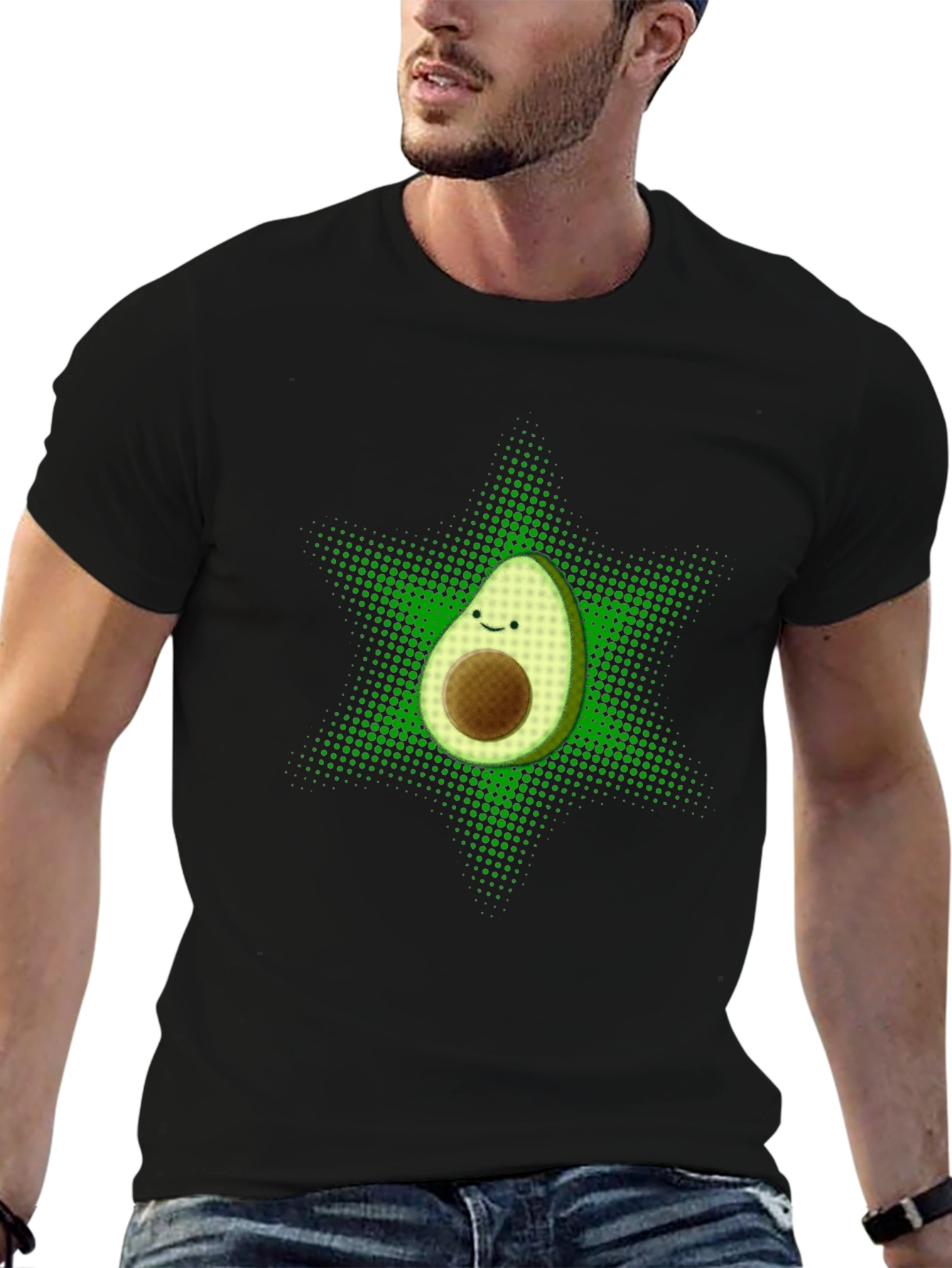 Funny Avocado Star T-Shirt - Black