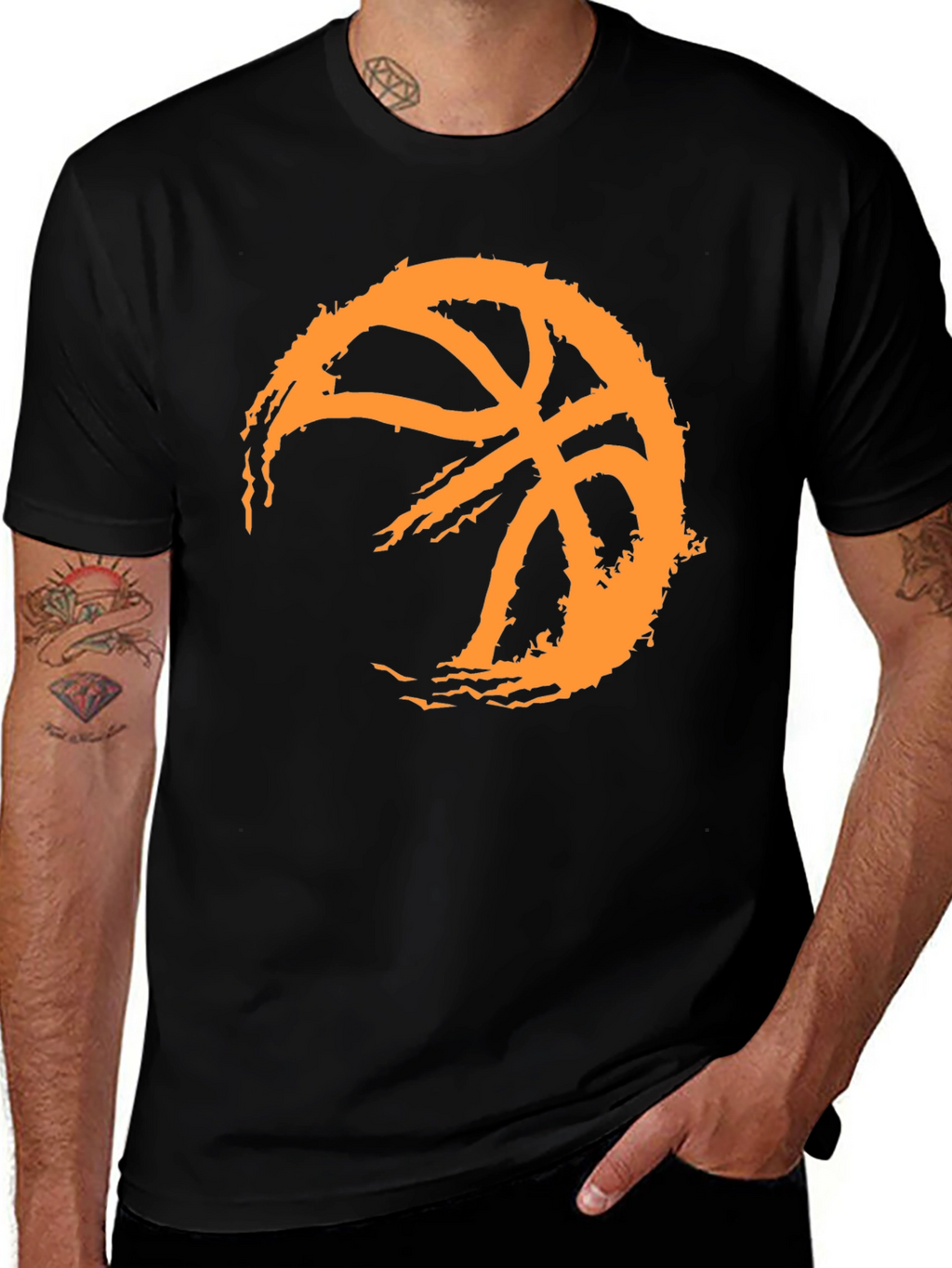 Basketball Graphic Tee - Black Cotton T-Shirt