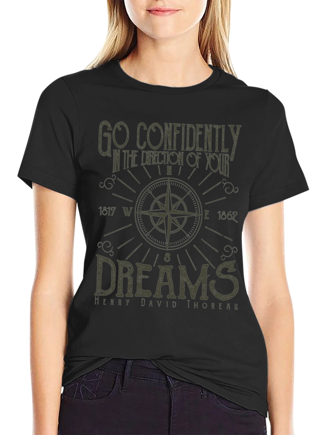 Compass Dream T-Shirt - Thoreau Quote Design