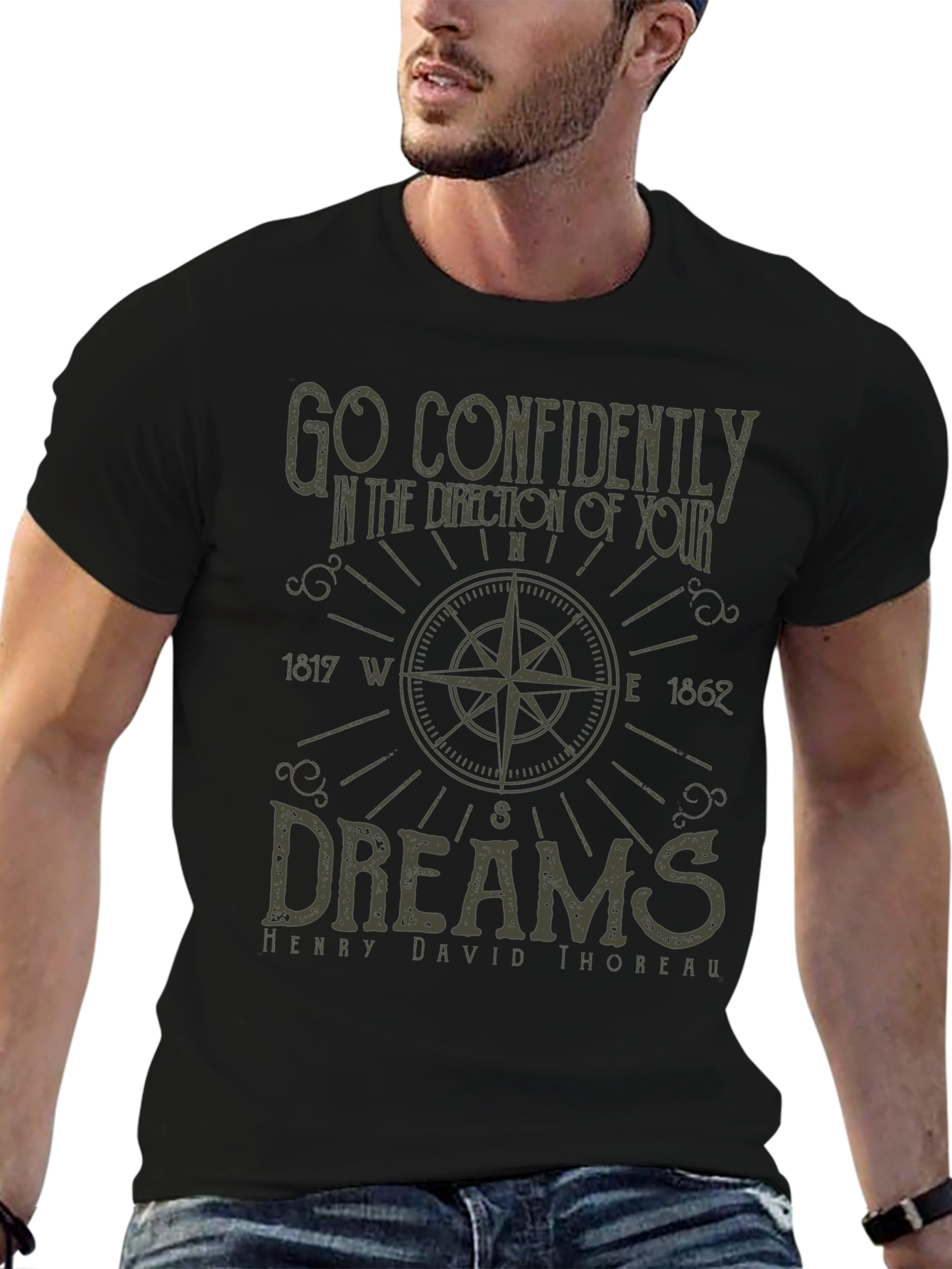 Compass Dream T-Shirt - Thoreau Quote Design