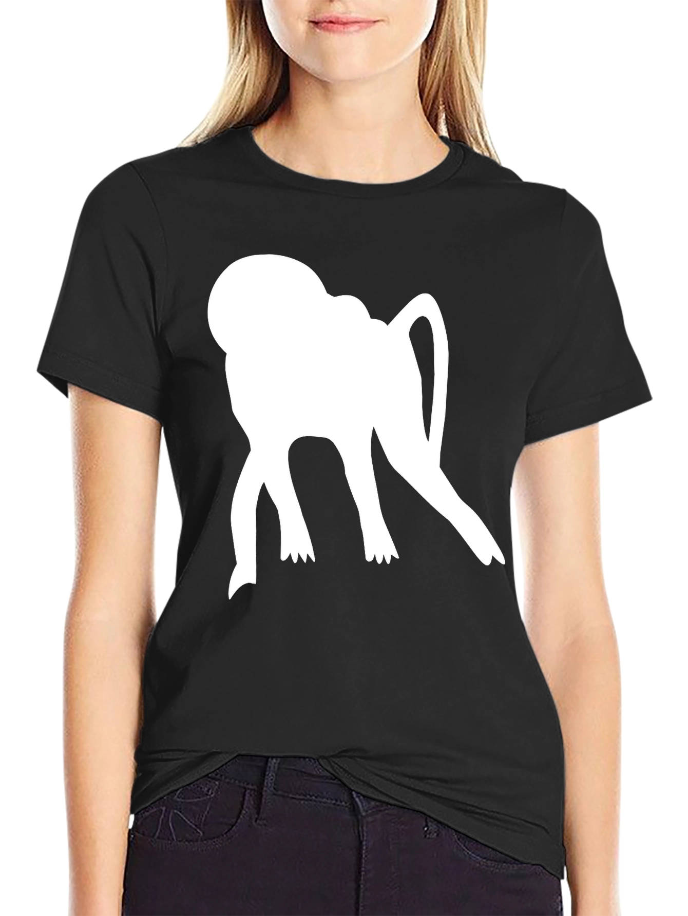 Monkey Silhouette Graphic Tee - Casual Style