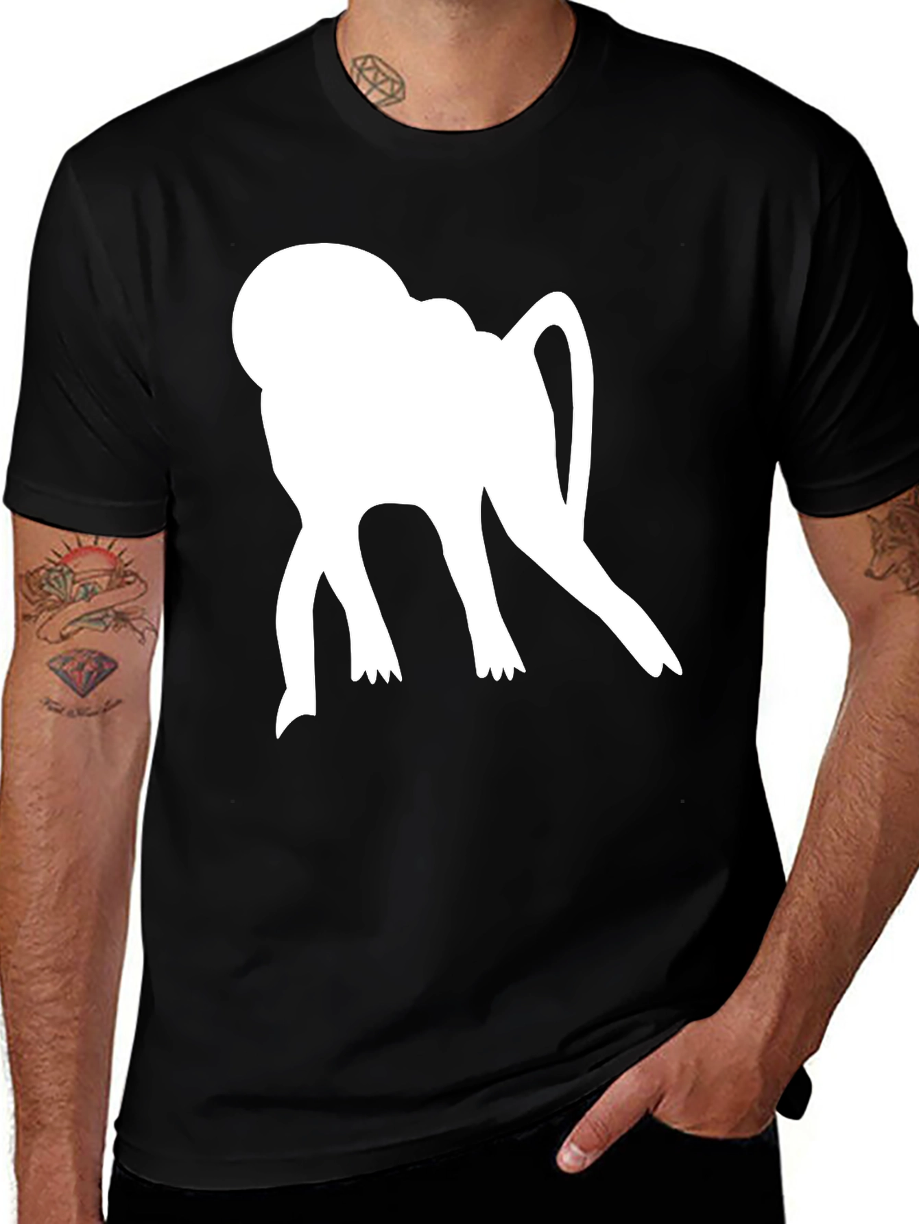 Monkey Silhouette Graphic Tee - Casual Style