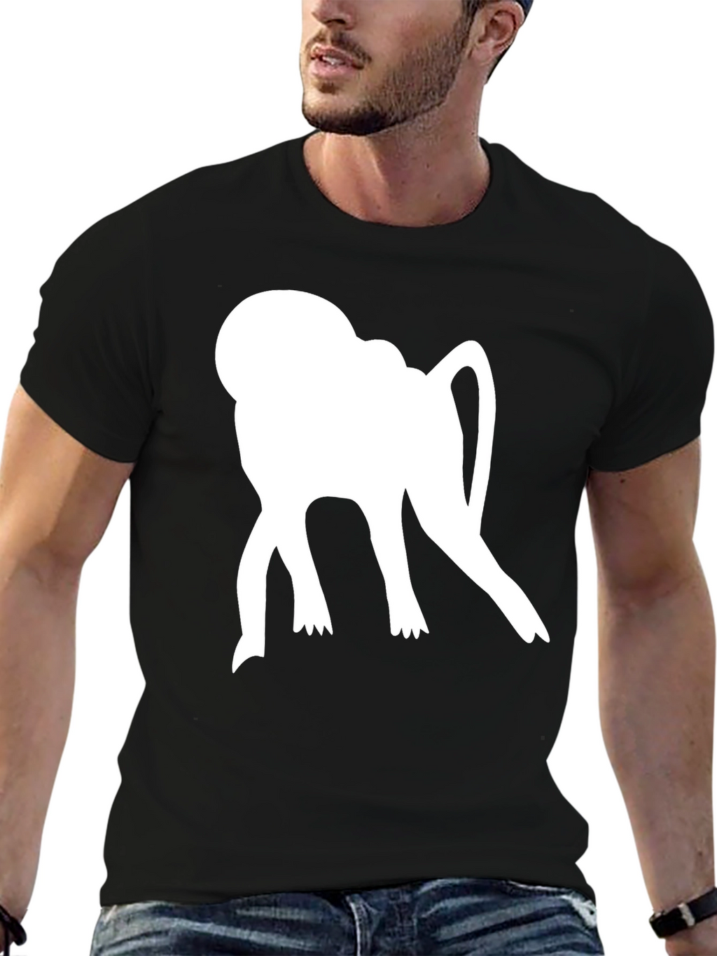 Monkey Silhouette Graphic Tee - Casual Style