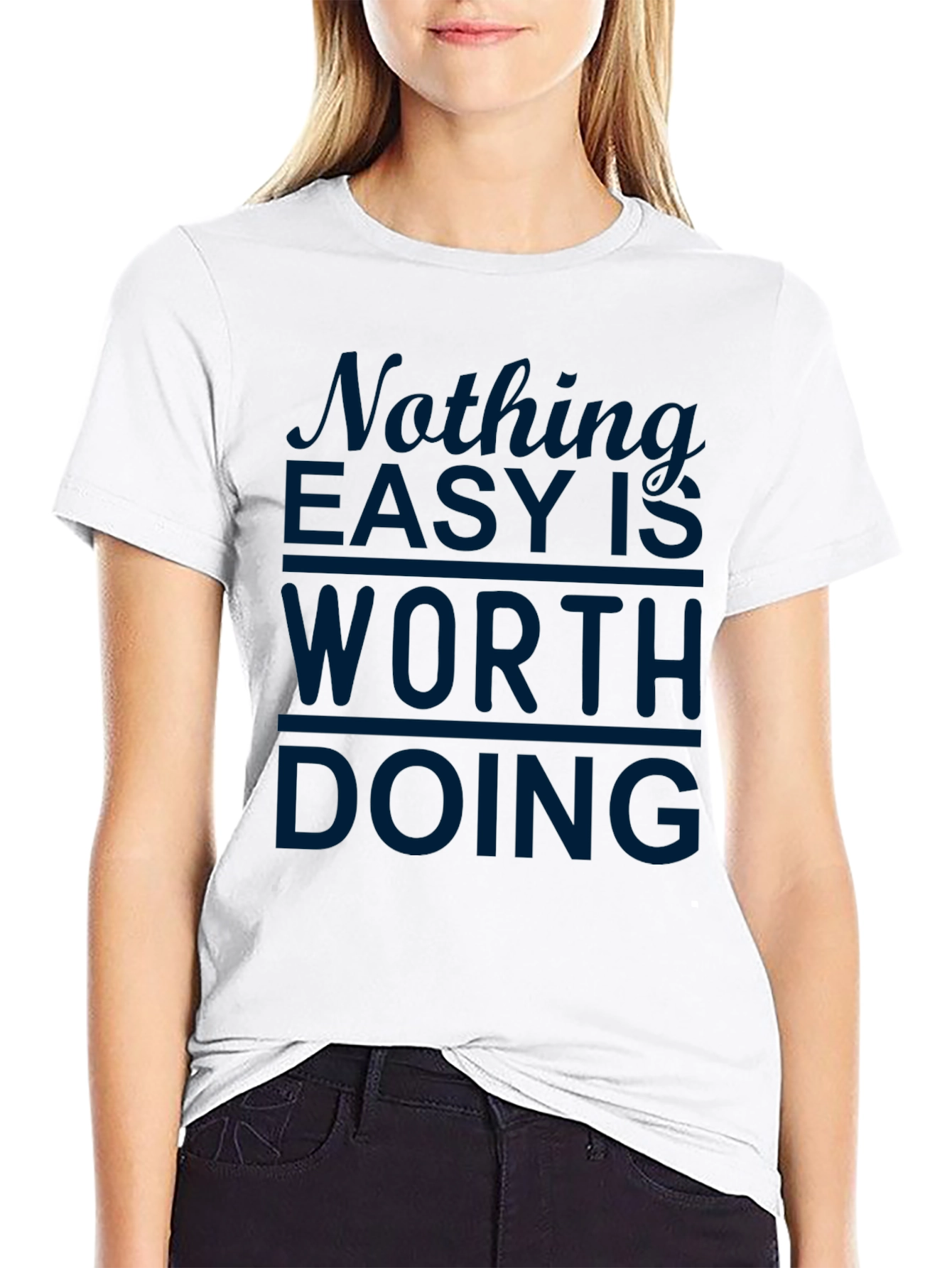 Motivational Nothing Easy Mens Black T-Shirt