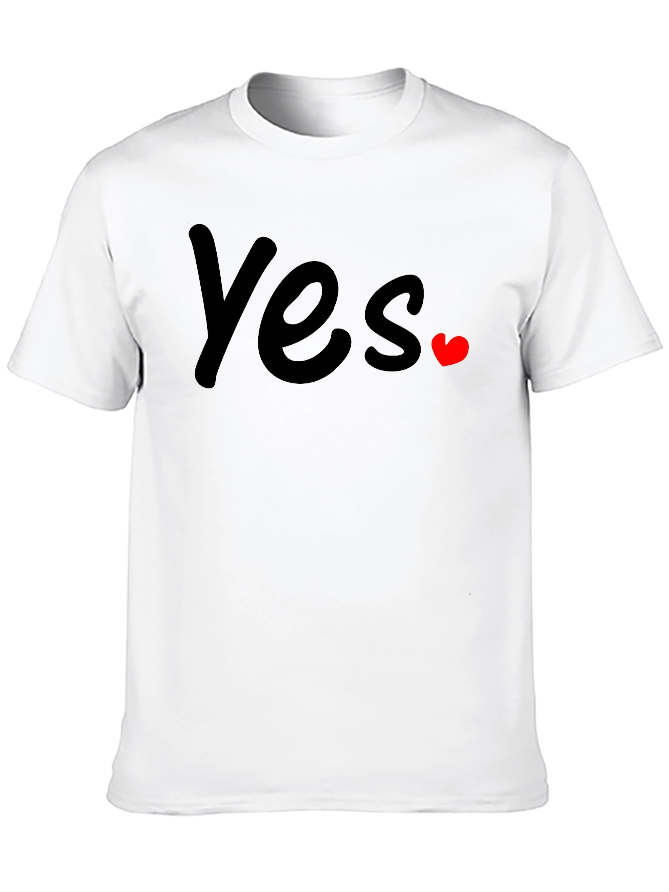 Yes with Heart Graphic T-Shirt - Casual Wear