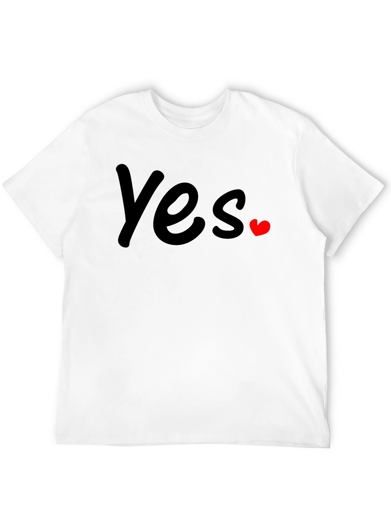 Yes with Heart Graphic T-Shirt - Casual Wear