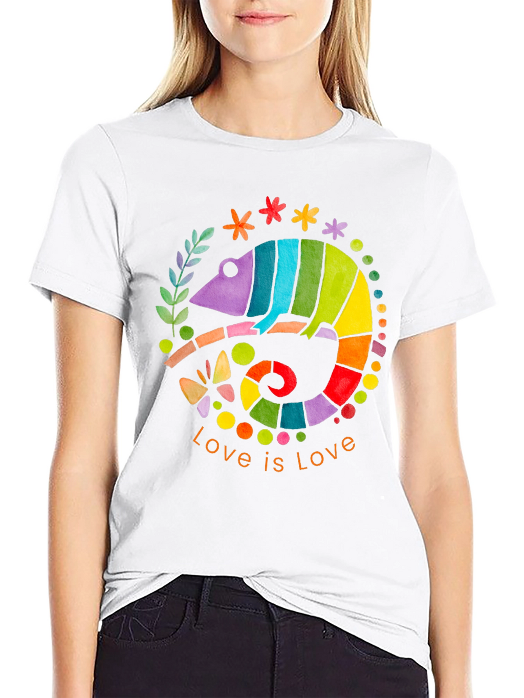 Rainbow Chameleon Love is Love T-Shirt