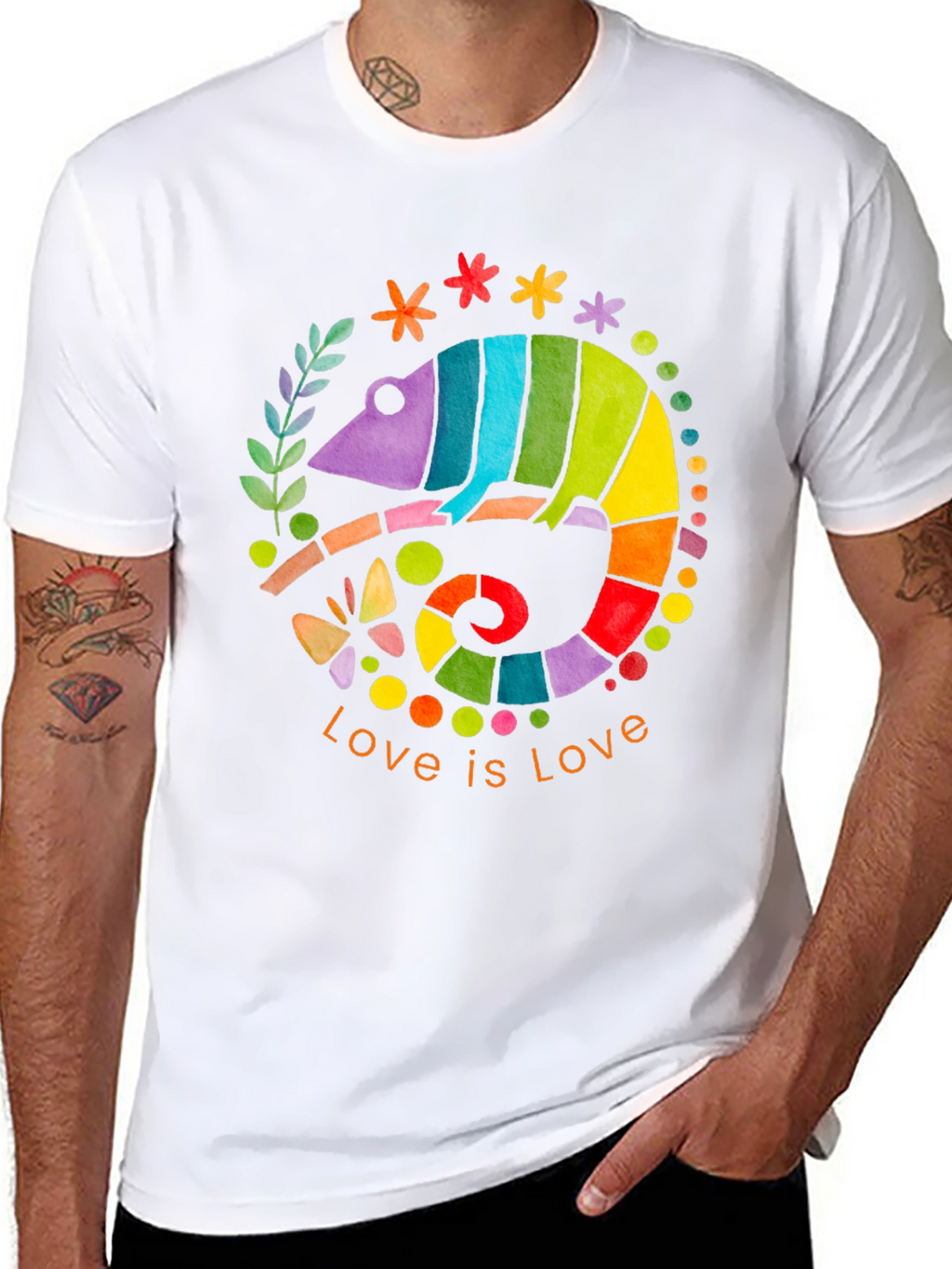 Rainbow Chameleon Love is Love T-Shirt