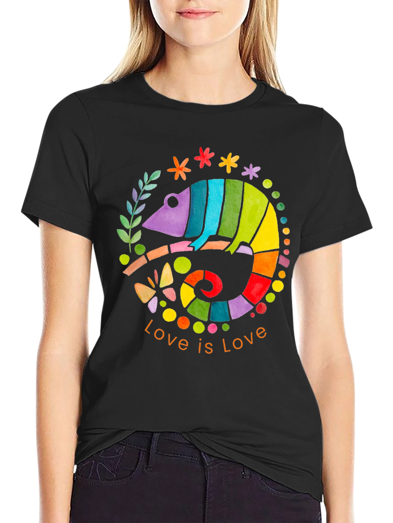 Rainbow Chameleon Love is Love T-Shirt