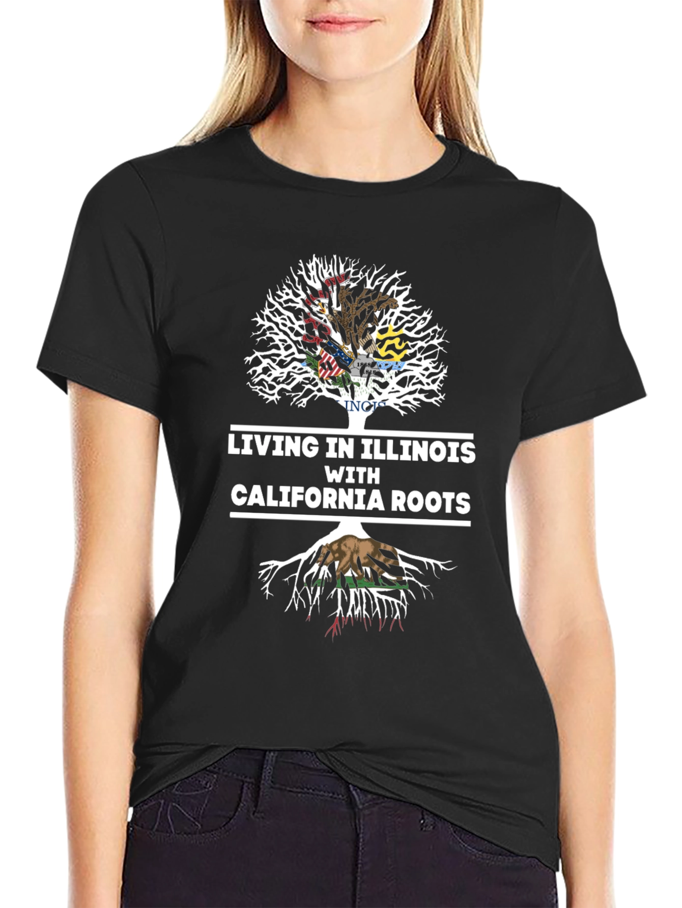 Illinois Roots Tee - Black Cotton Graphic T-Shirt