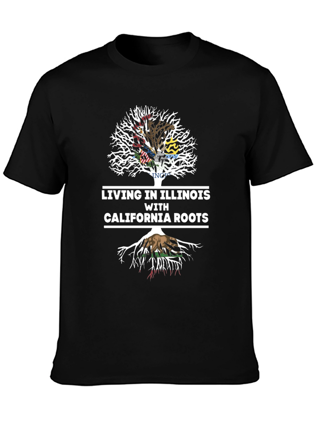 Illinois Roots Tee - Black Cotton Graphic T-Shirt