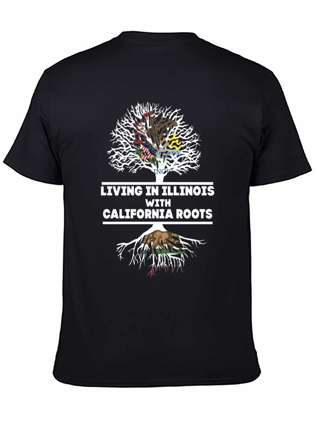 Illinois Roots Tee - Black Cotton Graphic T-Shirt