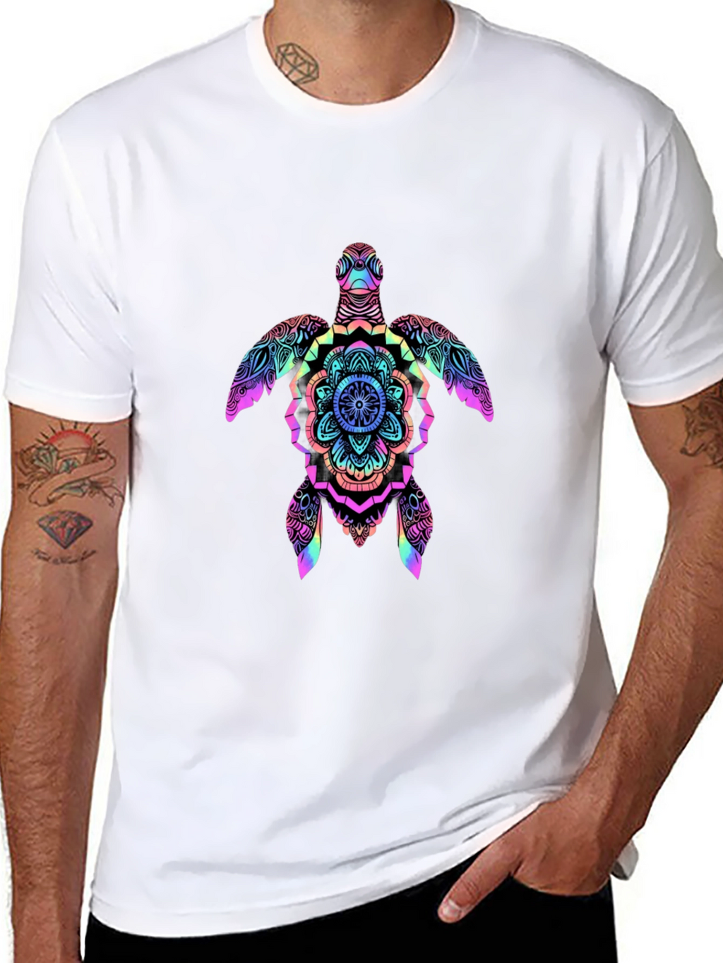 Rainbow Turtle Mandala Graphic Tee
