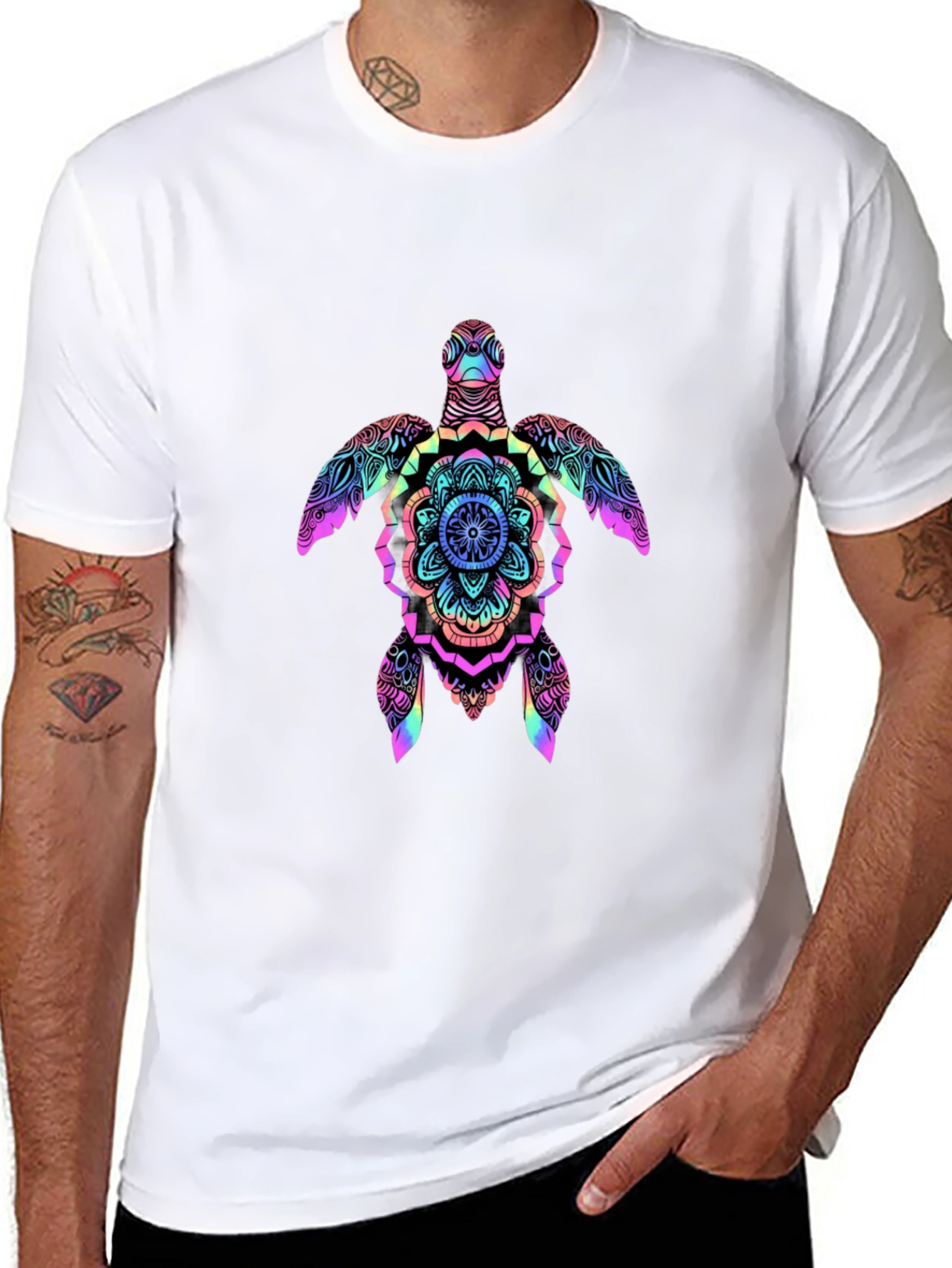 Rainbow Turtle Mandala Graphic Tee