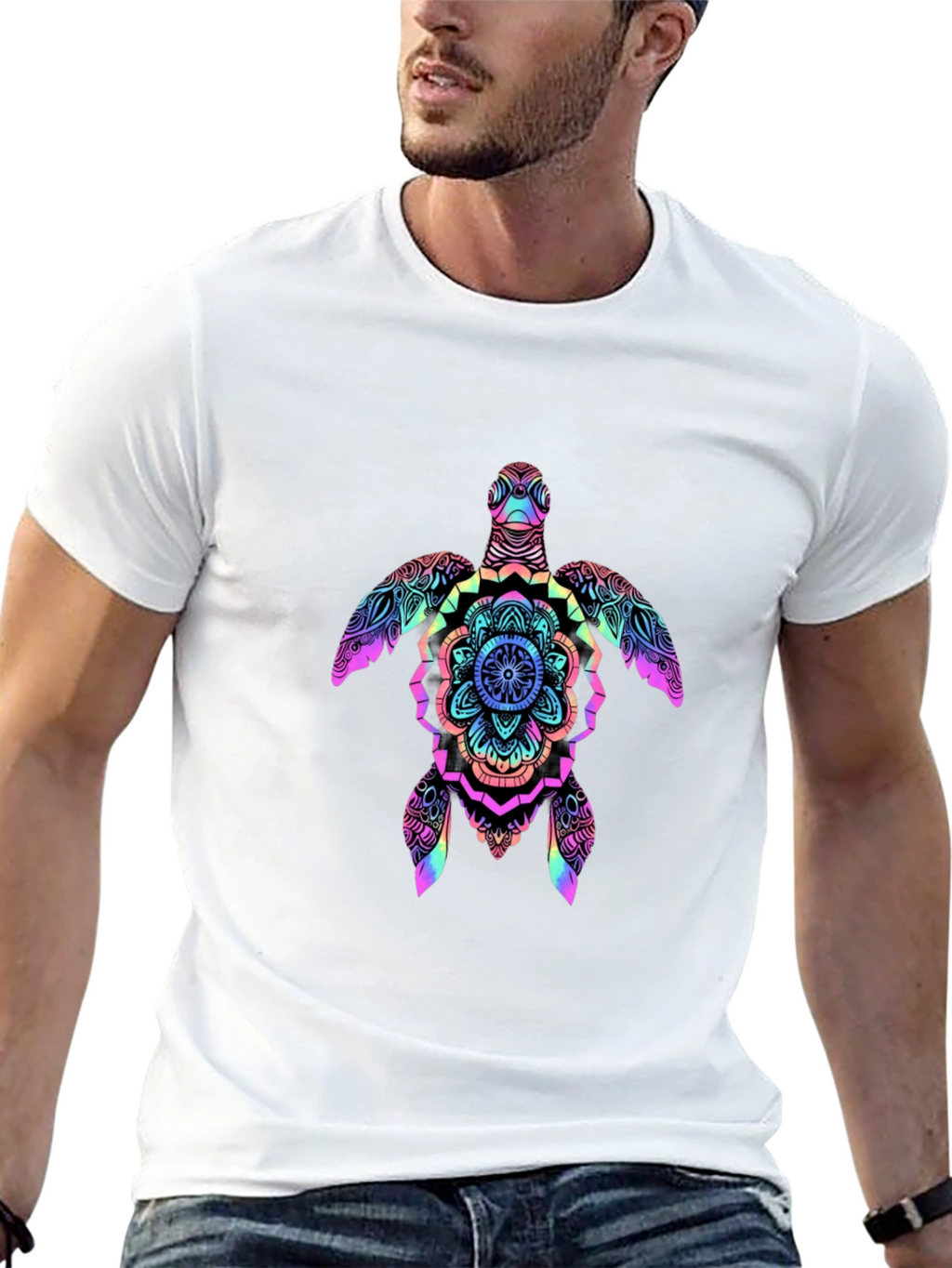 Rainbow Turtle Mandala Graphic Tee