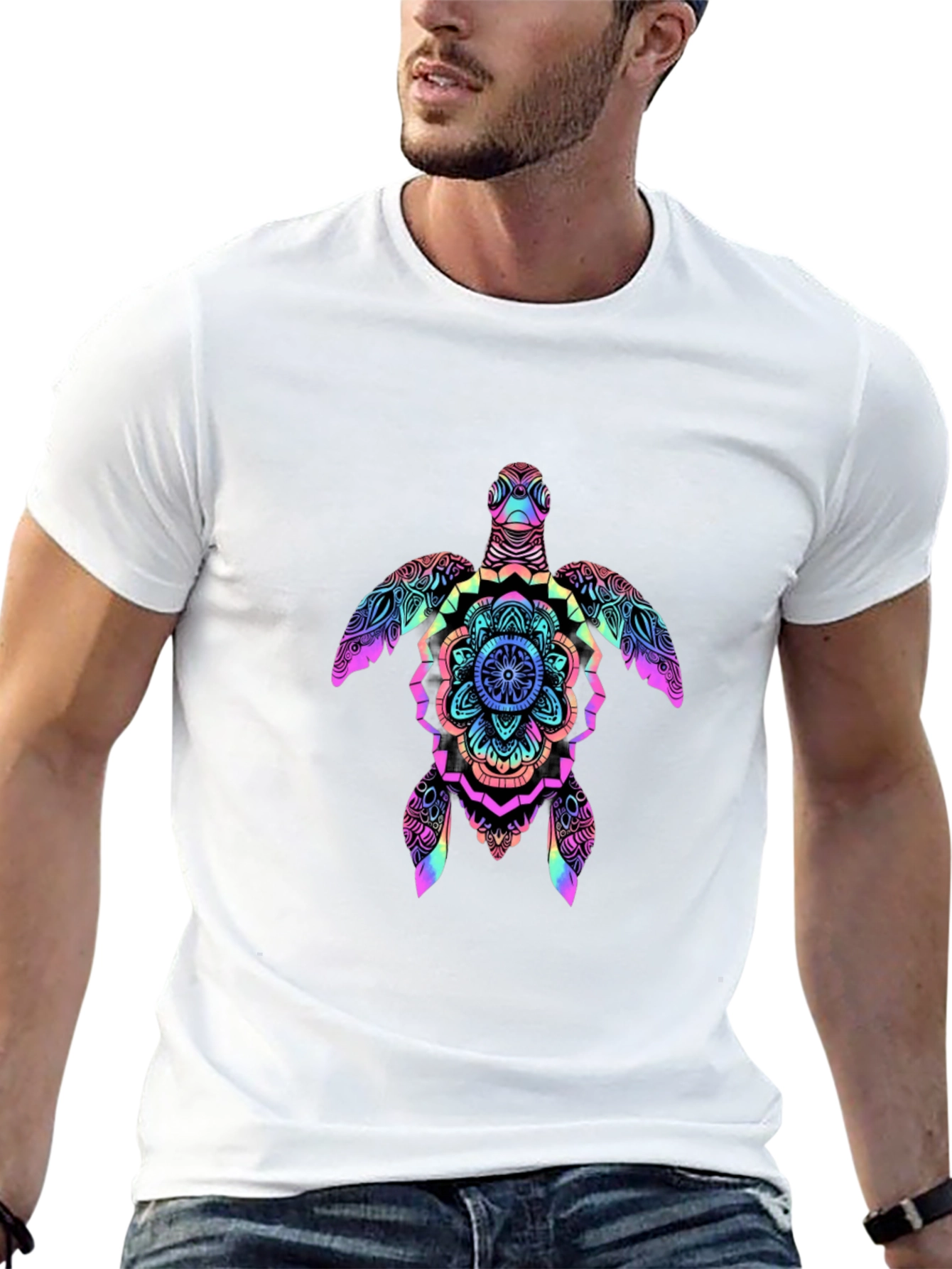 Rainbow Turtle Mandala Graphic Tee