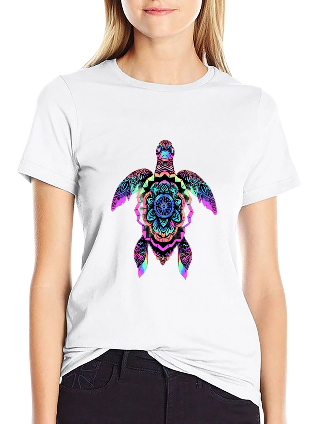 Rainbow Turtle Mandala Graphic Tee