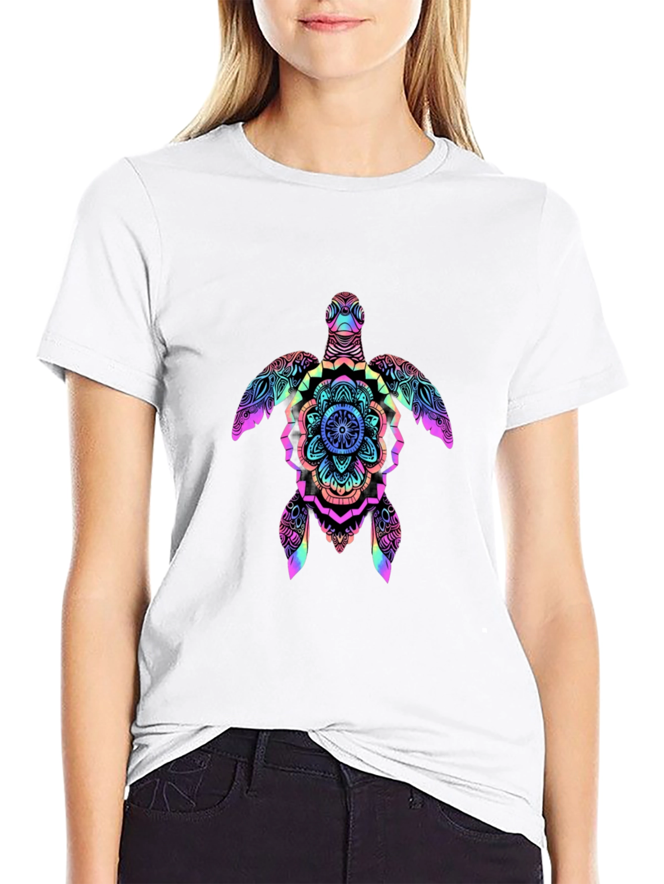 Rainbow Turtle Mandala Graphic Tee