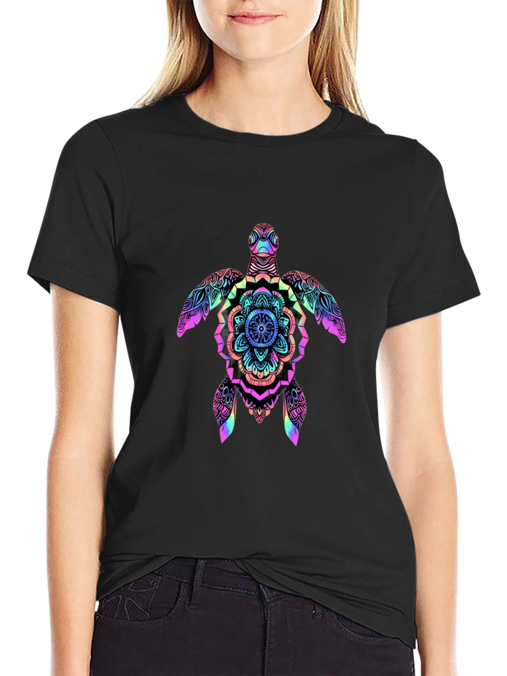 Rainbow Turtle Mandala Graphic Tee
