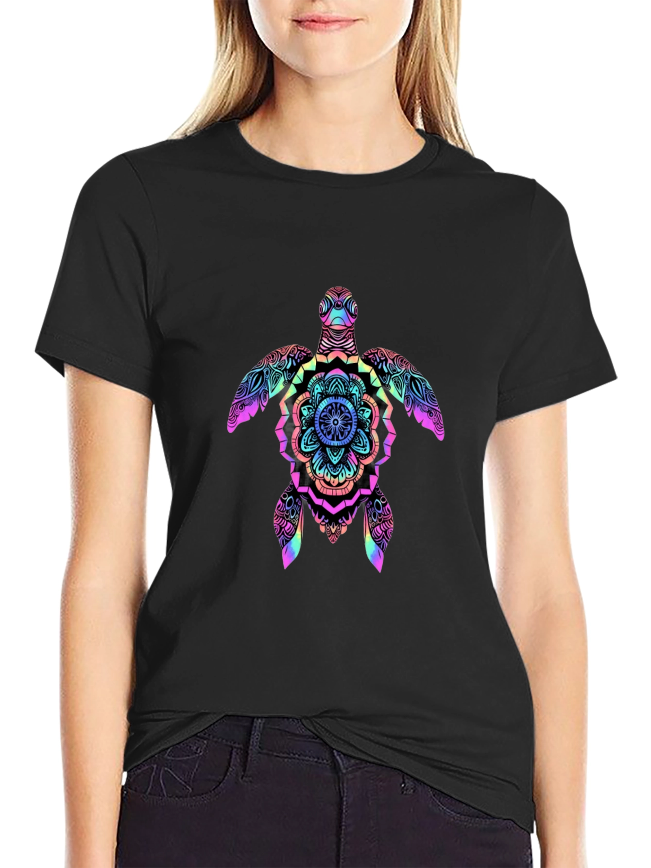 Rainbow Turtle Mandala Graphic Tee