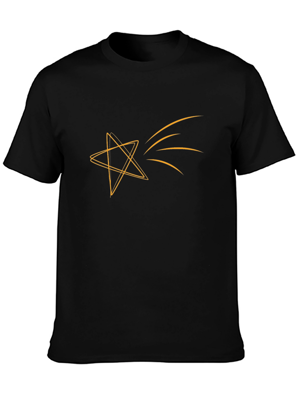 Mens Black T-Shirt with Star Graphic