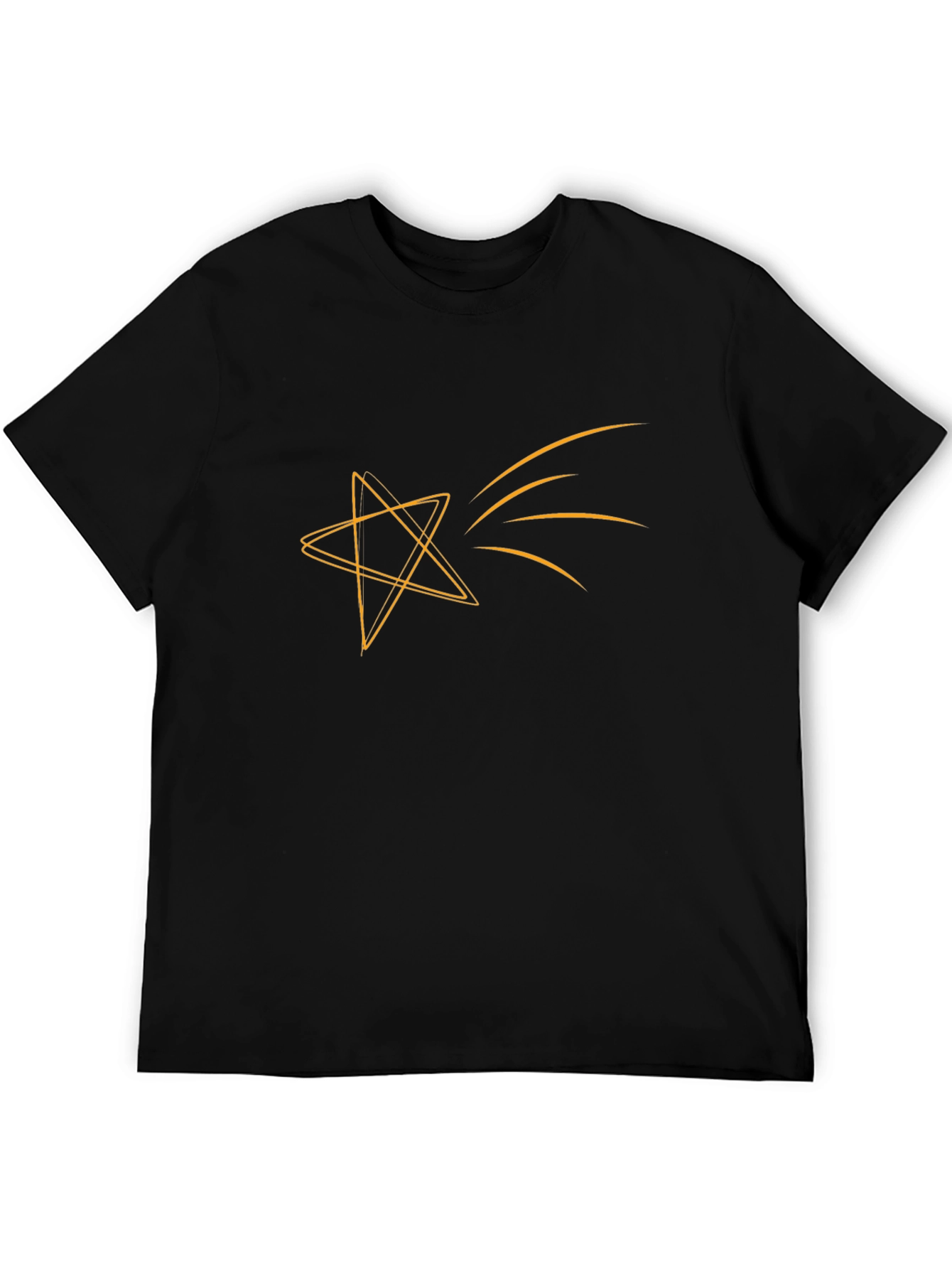 Mens Black T-Shirt with Star Graphic