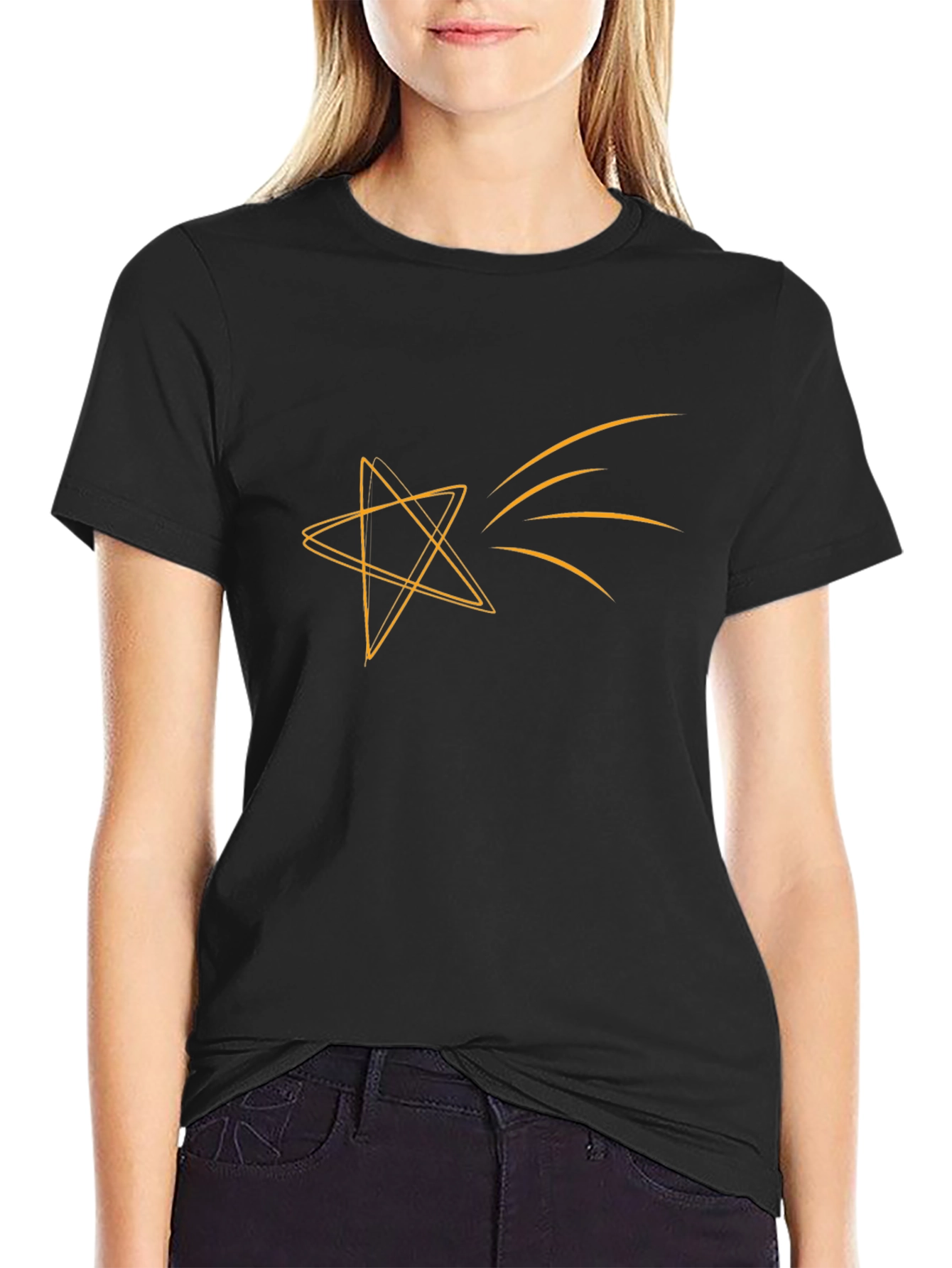 Mens Black T-Shirt with Star Graphic