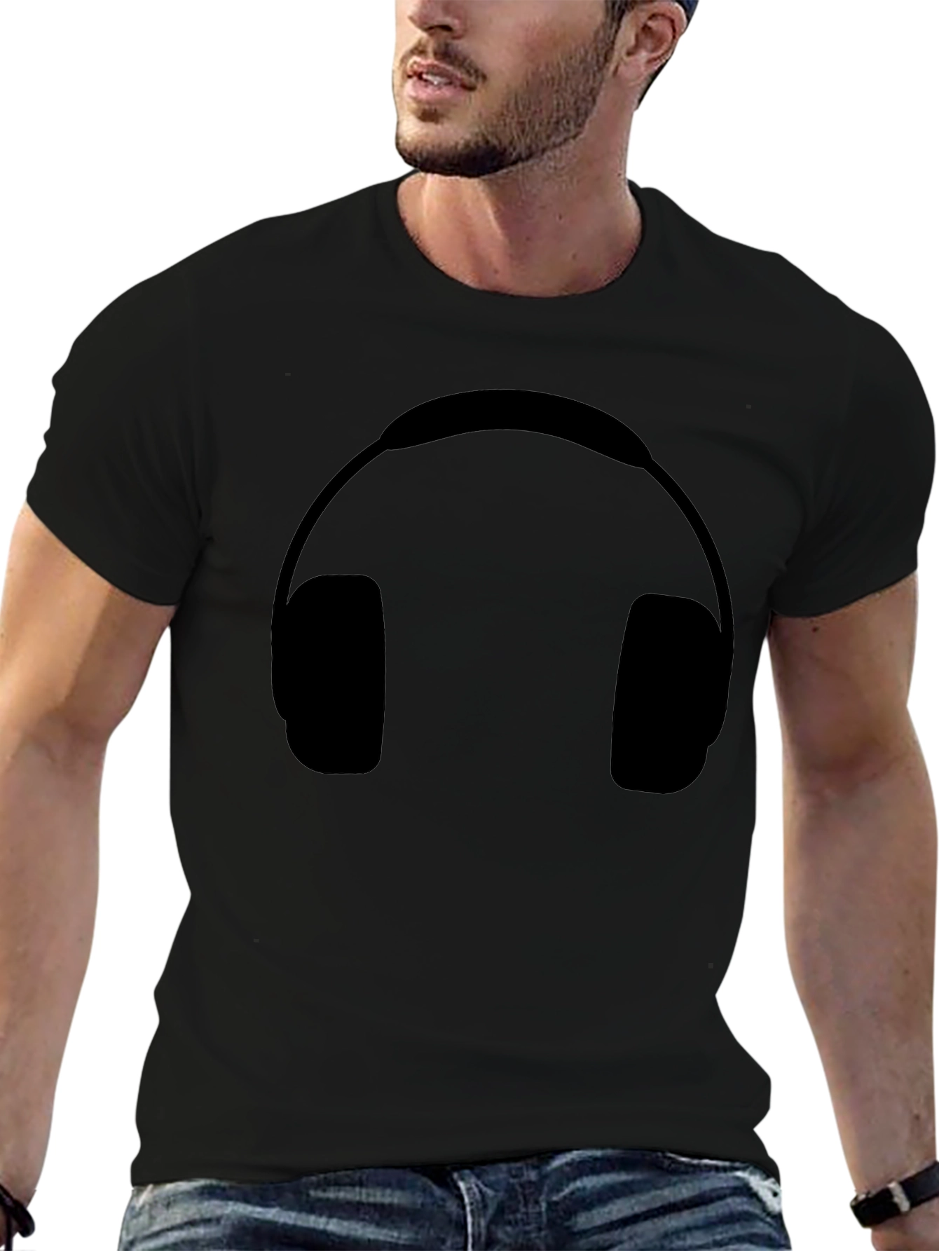 Headphone Graphic Black T-Shirt