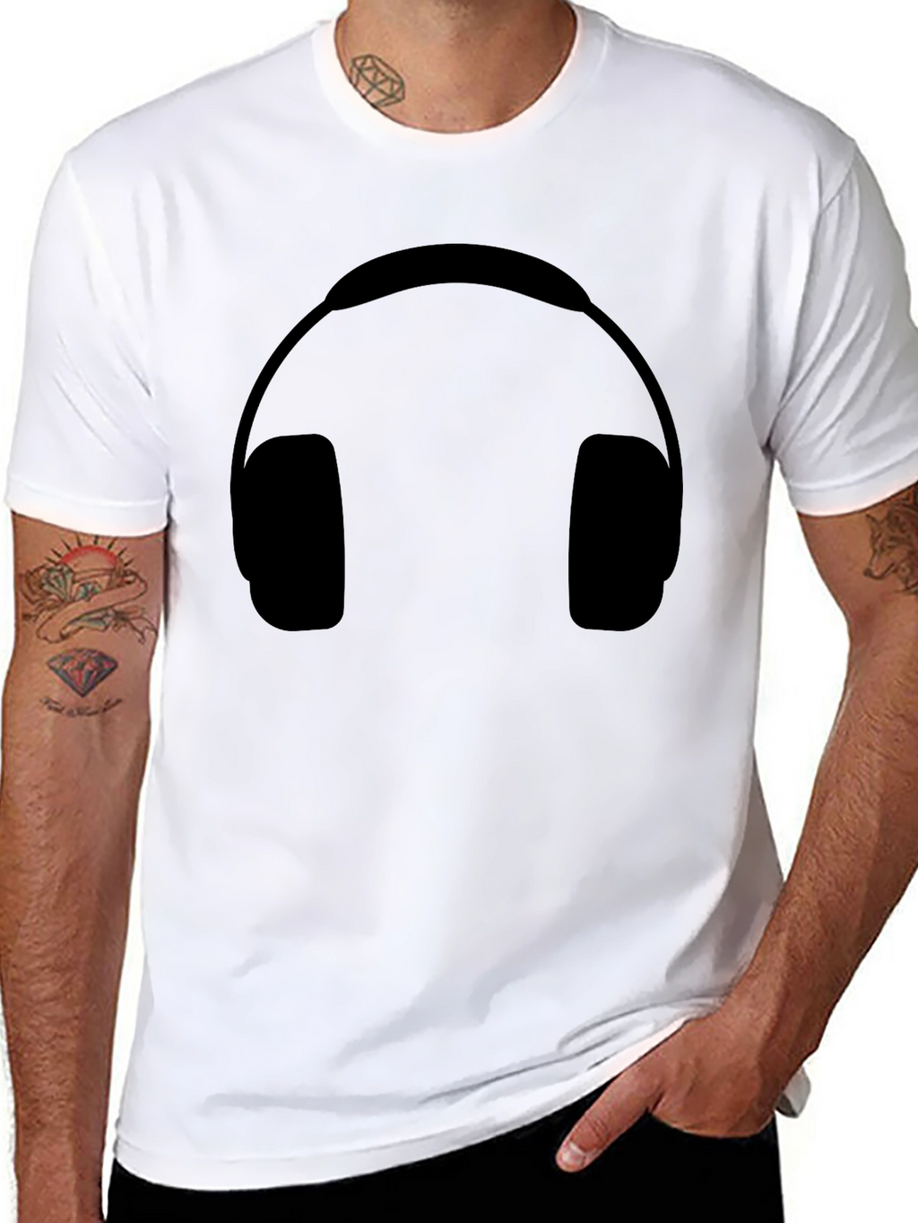 Headphone Graphic Black T-Shirt