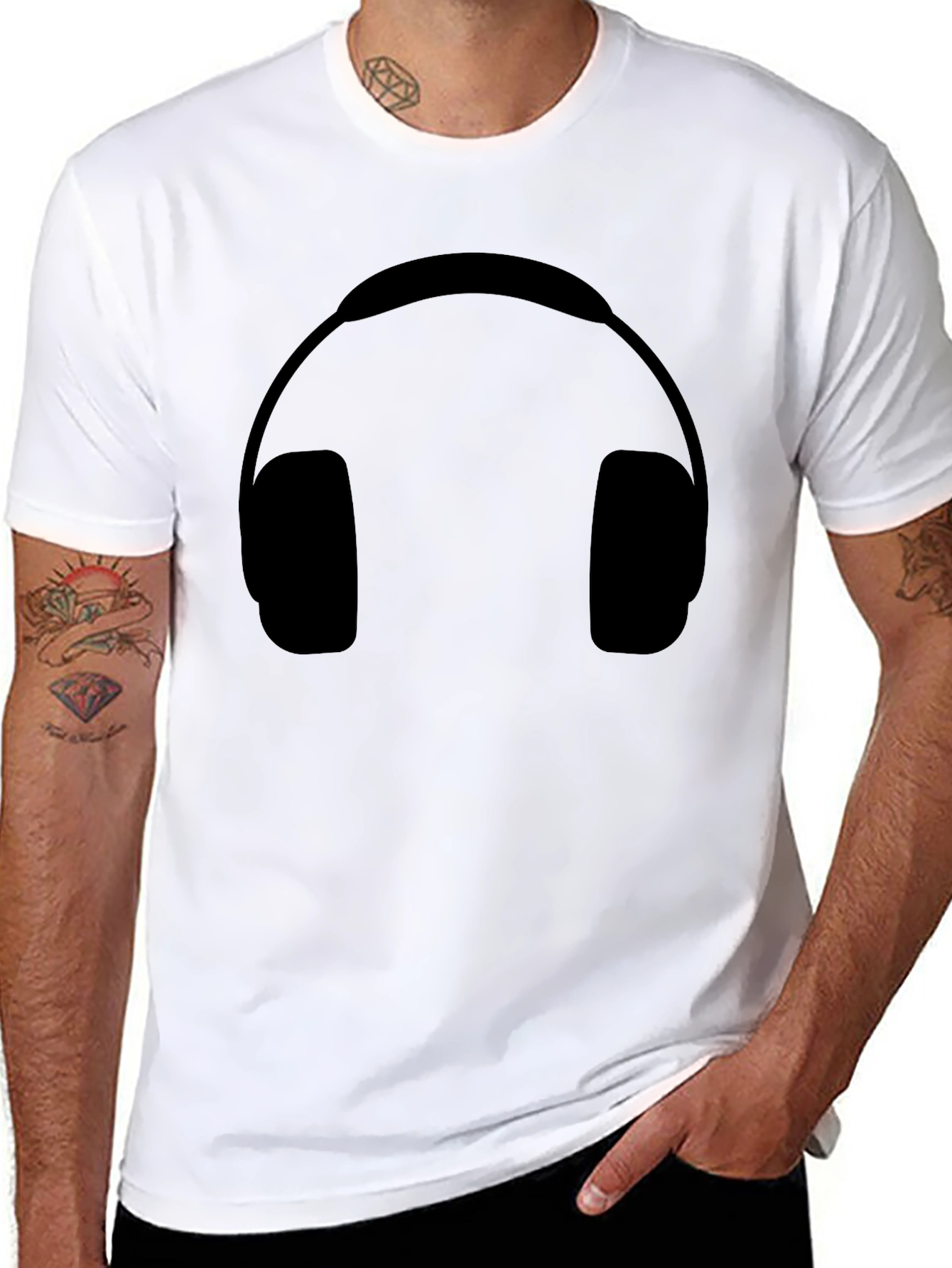 Headphone Graphic Black T-Shirt