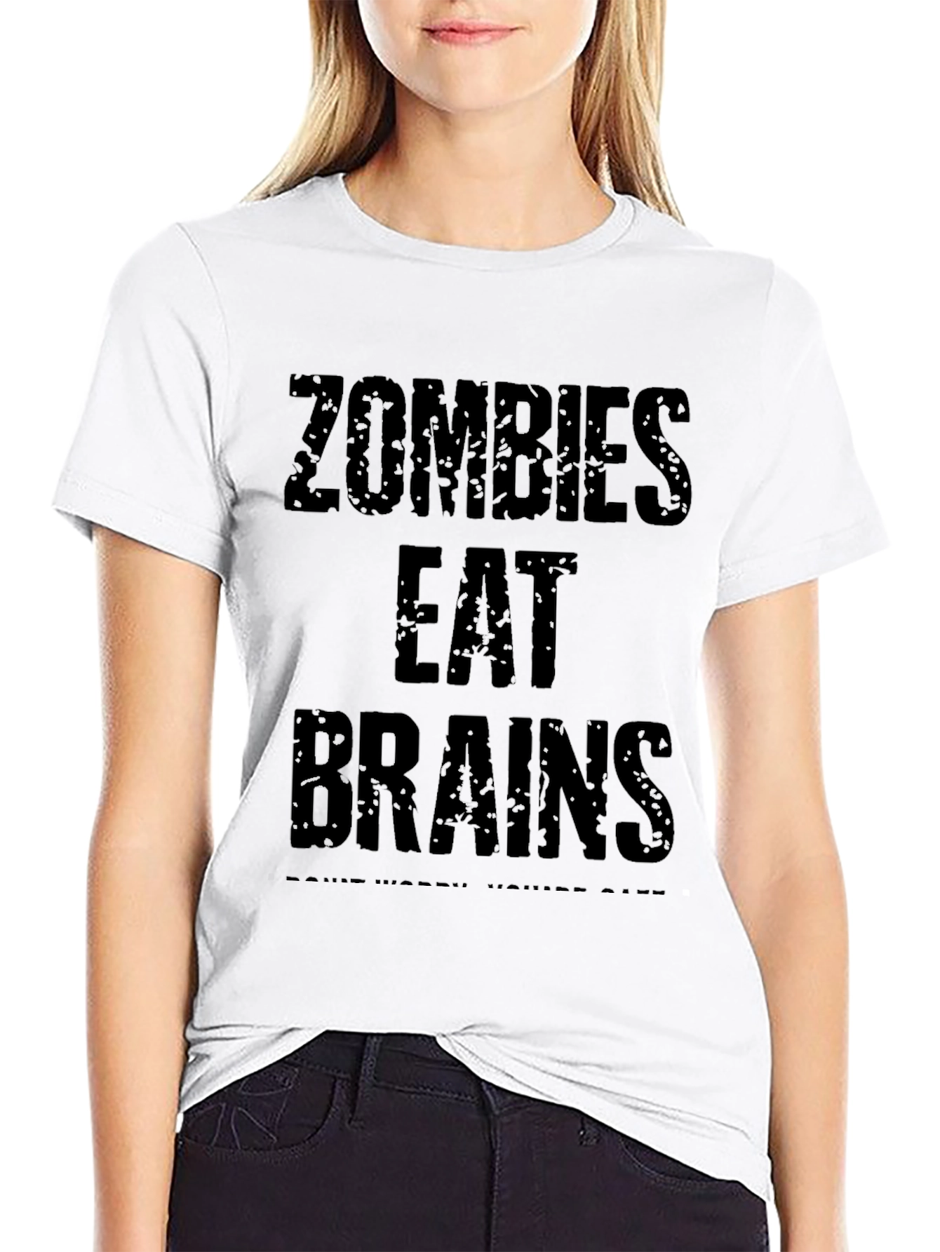 Zombies Eat Brains Graphic T-Shirt - Horror Movie Tee