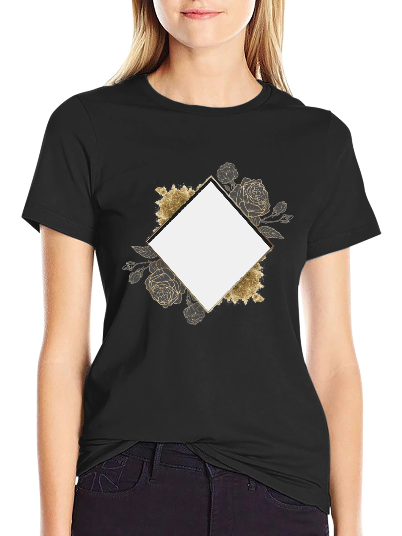 Floral Framed Graphic Tee - Stylish & Unique