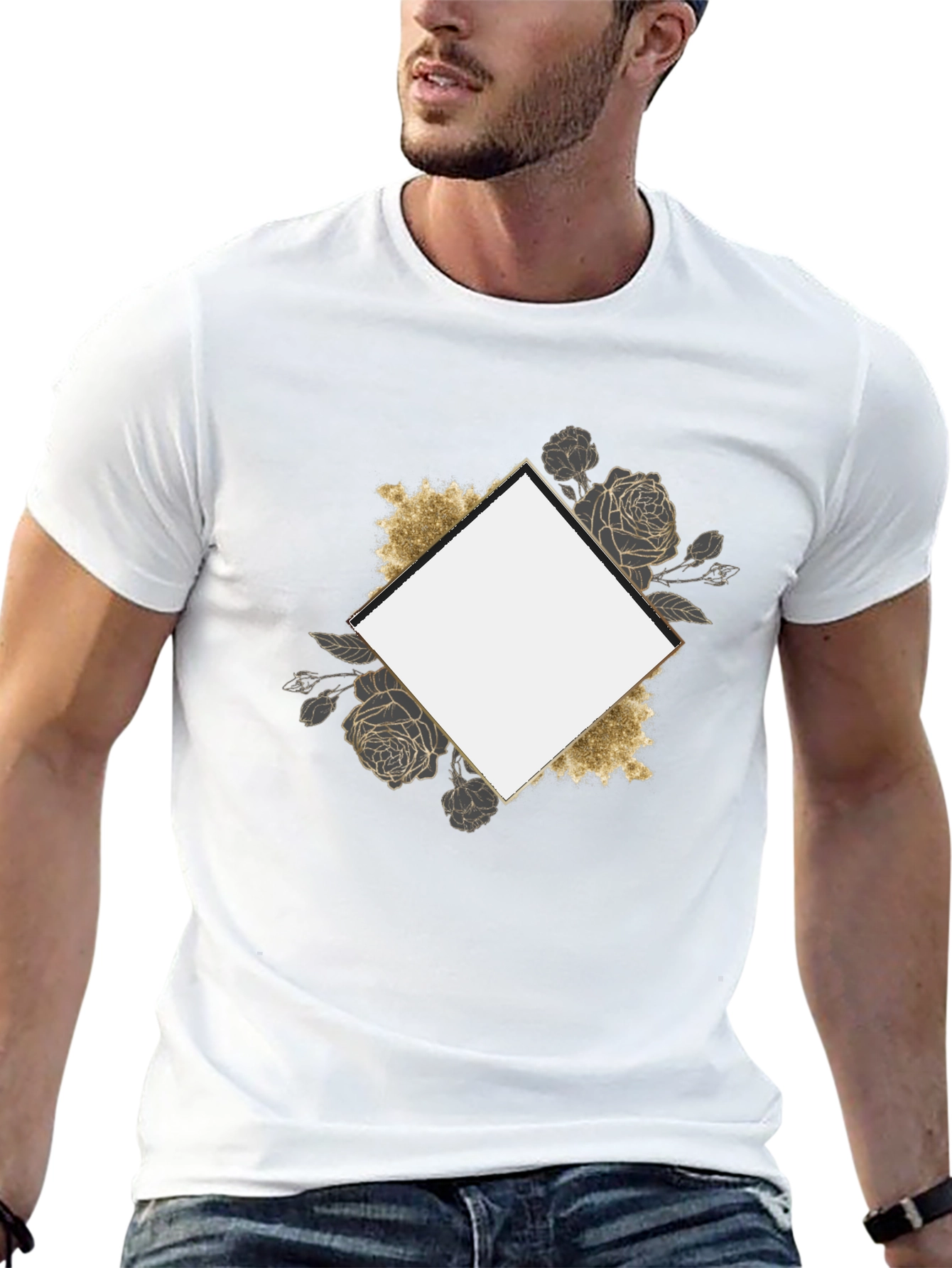 Floral Framed Graphic Tee - Stylish & Unique
