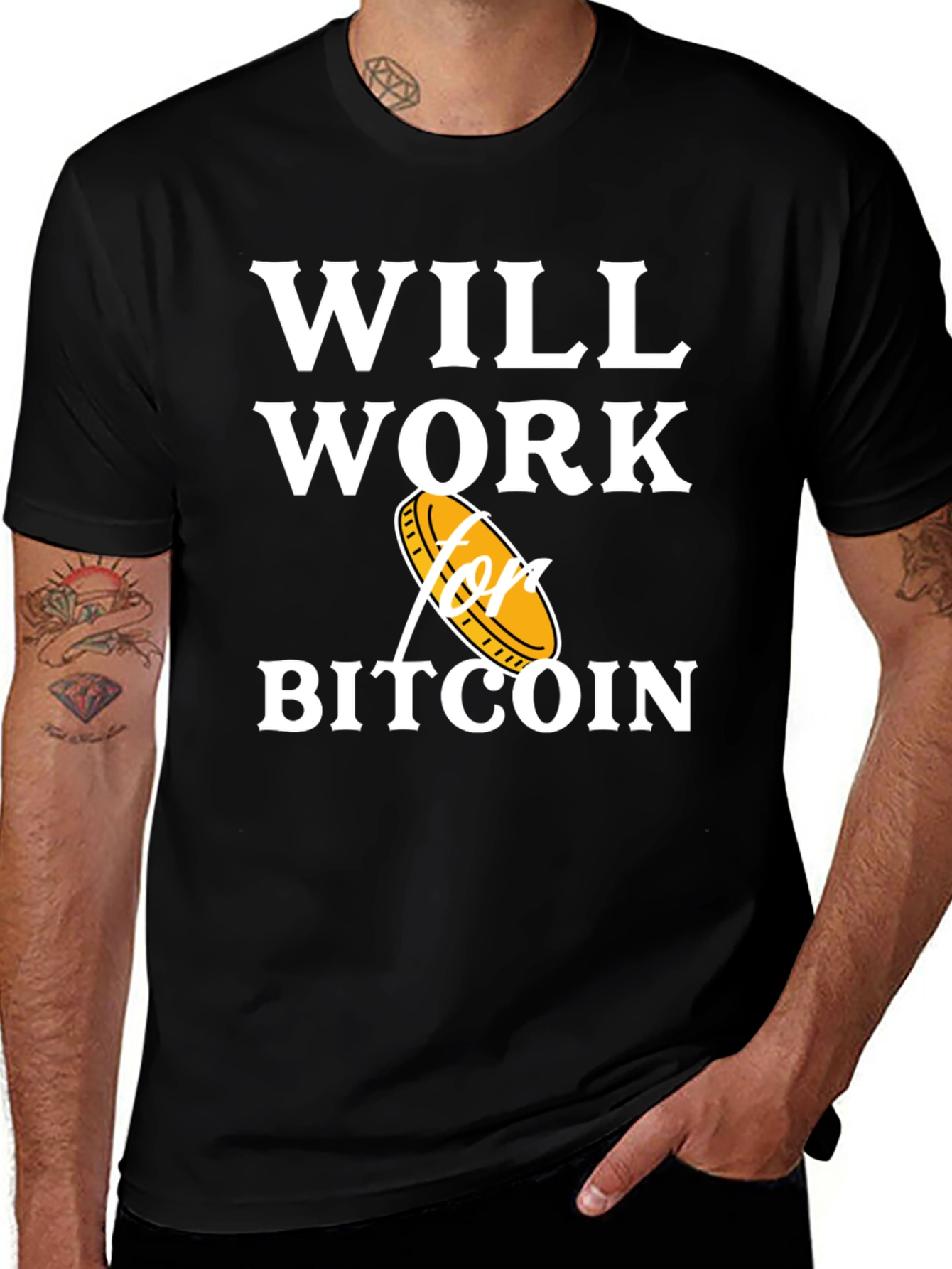 Will Work for Bitcoin T-Shirt Crypto Currency Tee