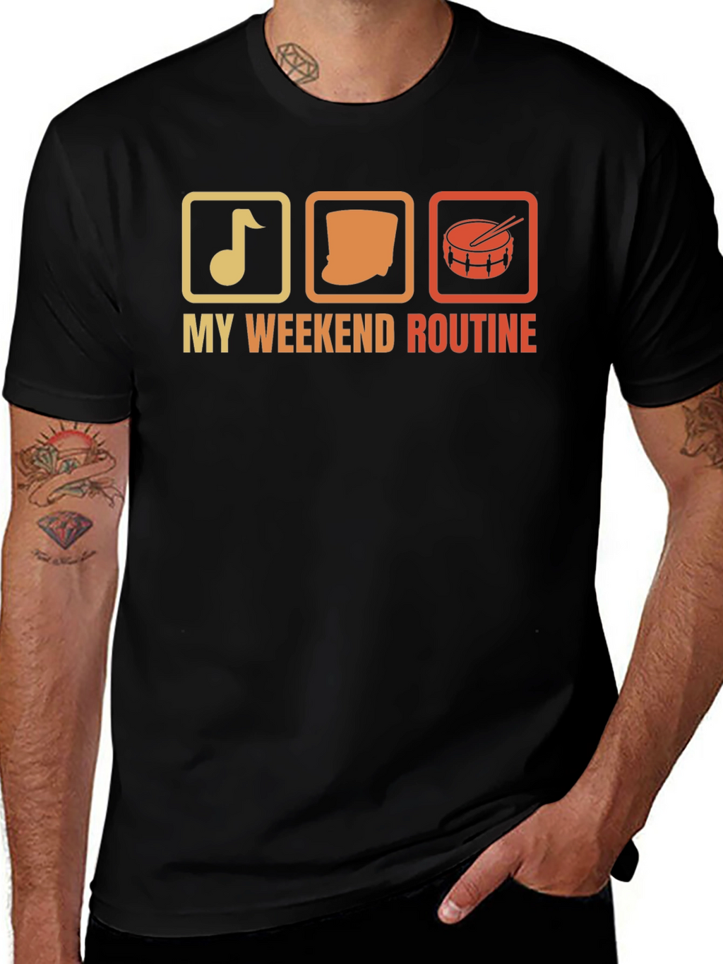My Weekend Routine Music Drum T-Shirt