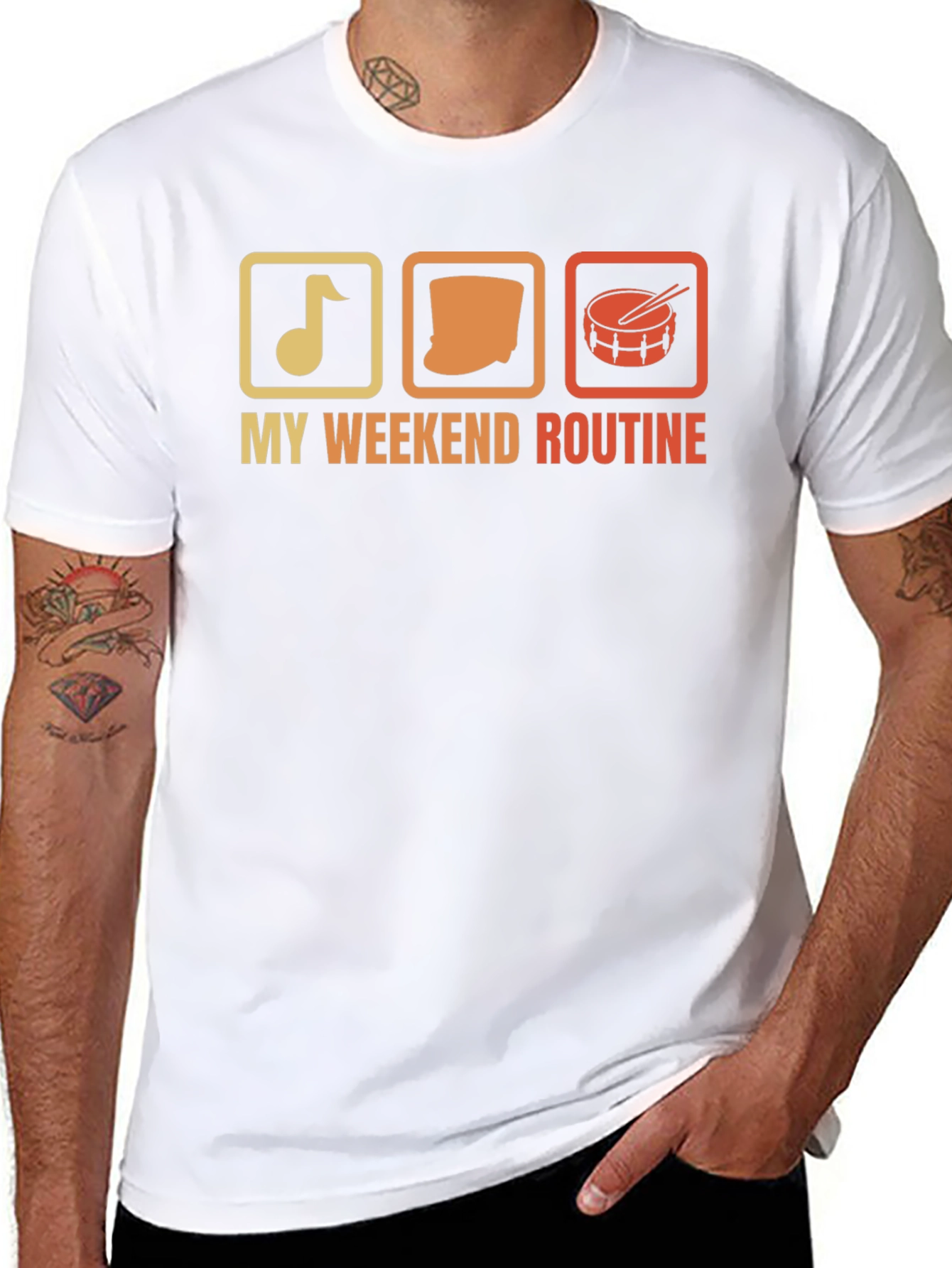 My Weekend Routine Music Drum T-Shirt